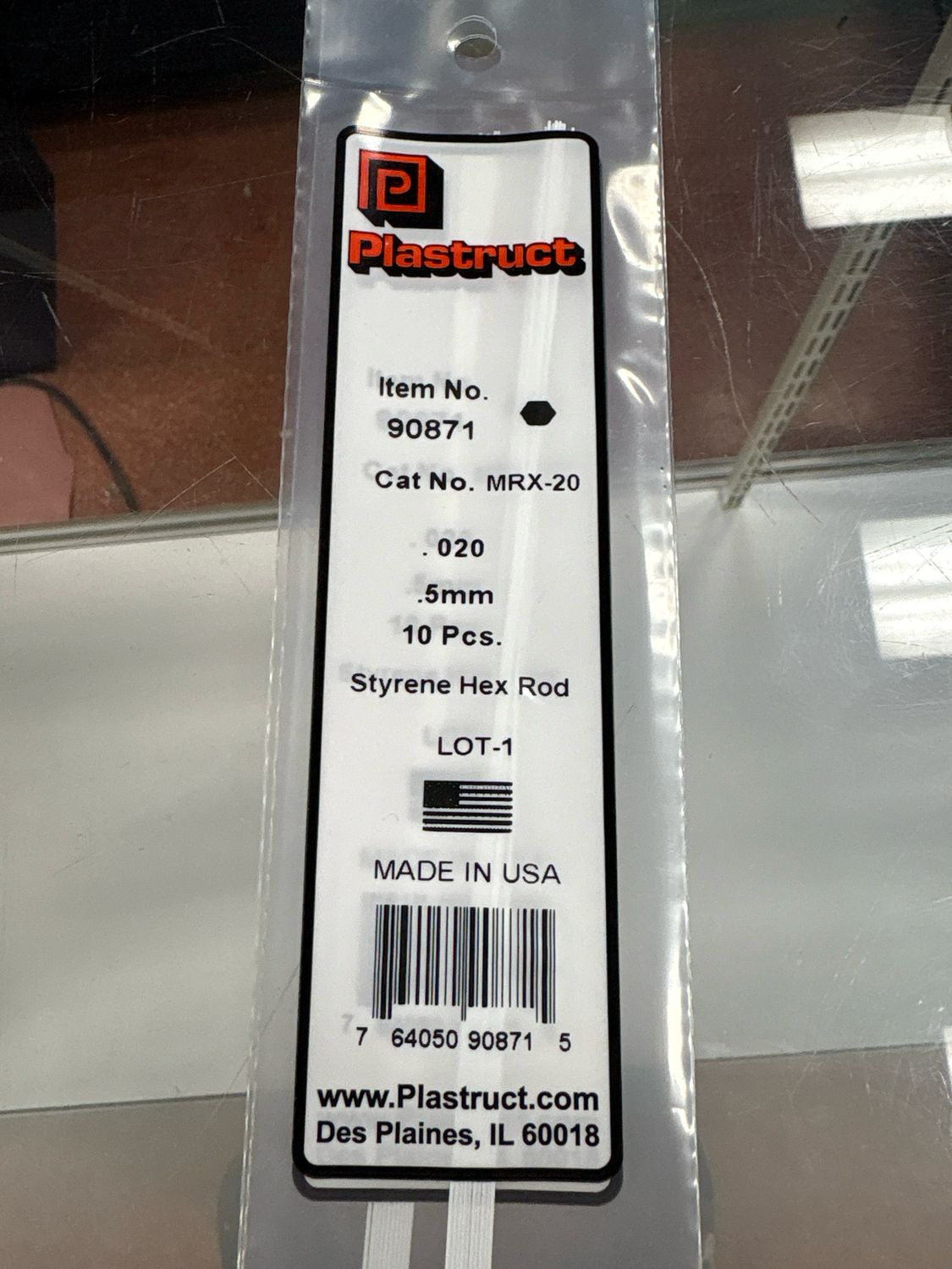 Plastruct .020 Styrene Hex Rod MRX-20 Plastruct .020 Styrene Hex Rod MRX-20