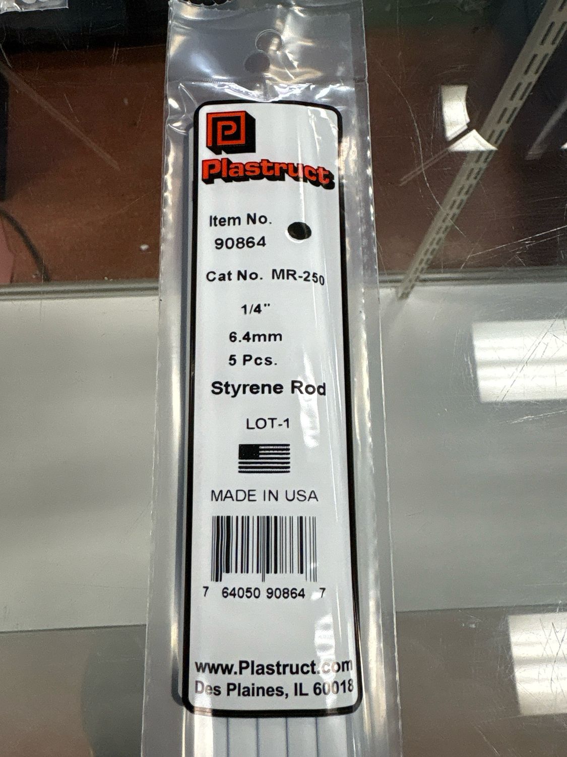Plastruct 1/4” Styrene Rod MR-250