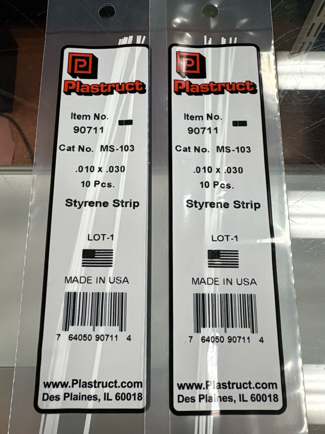 Plastruct .010x.030 Styrene Strip MS-103