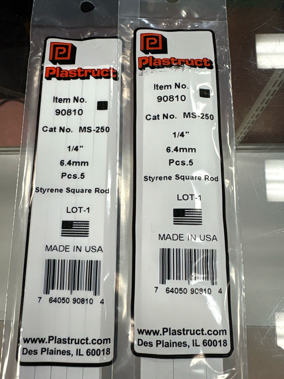 Plastruct 1/4” Styrene Square Rod MS-250