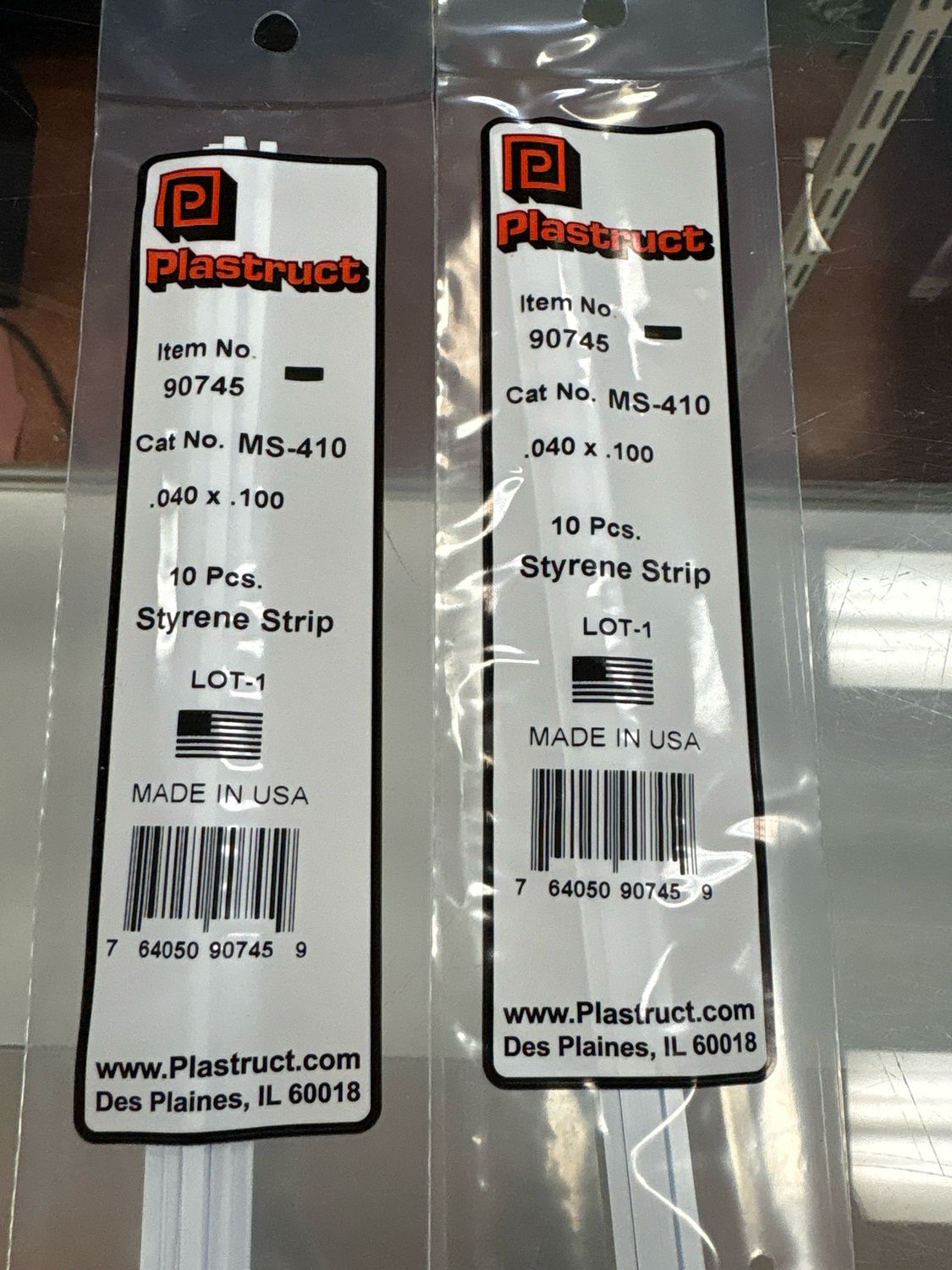 Plastruct .040x.100 Styrene Strip MS-410