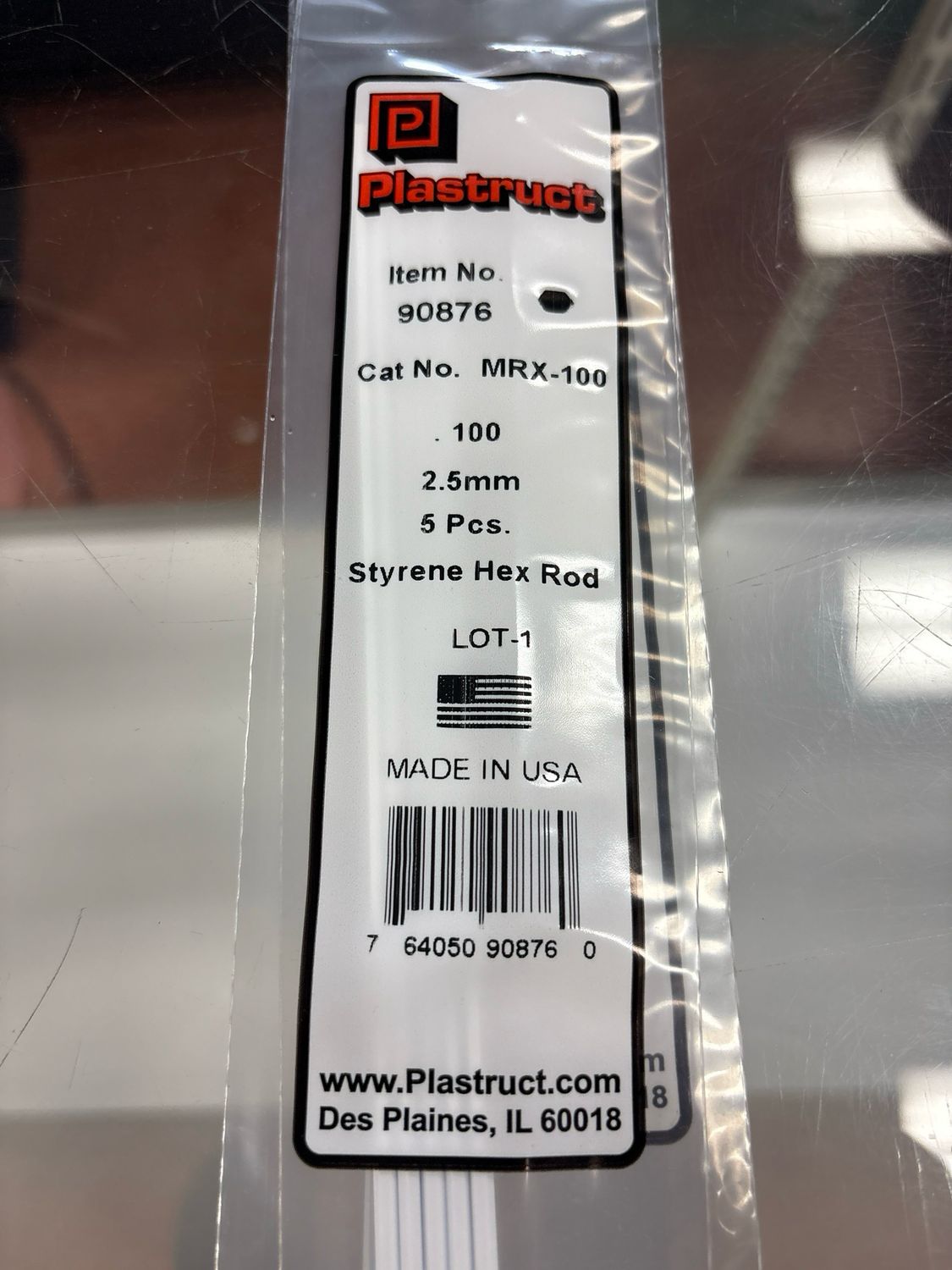 Plastruct .100 Styrene Hex Rod MRX-100