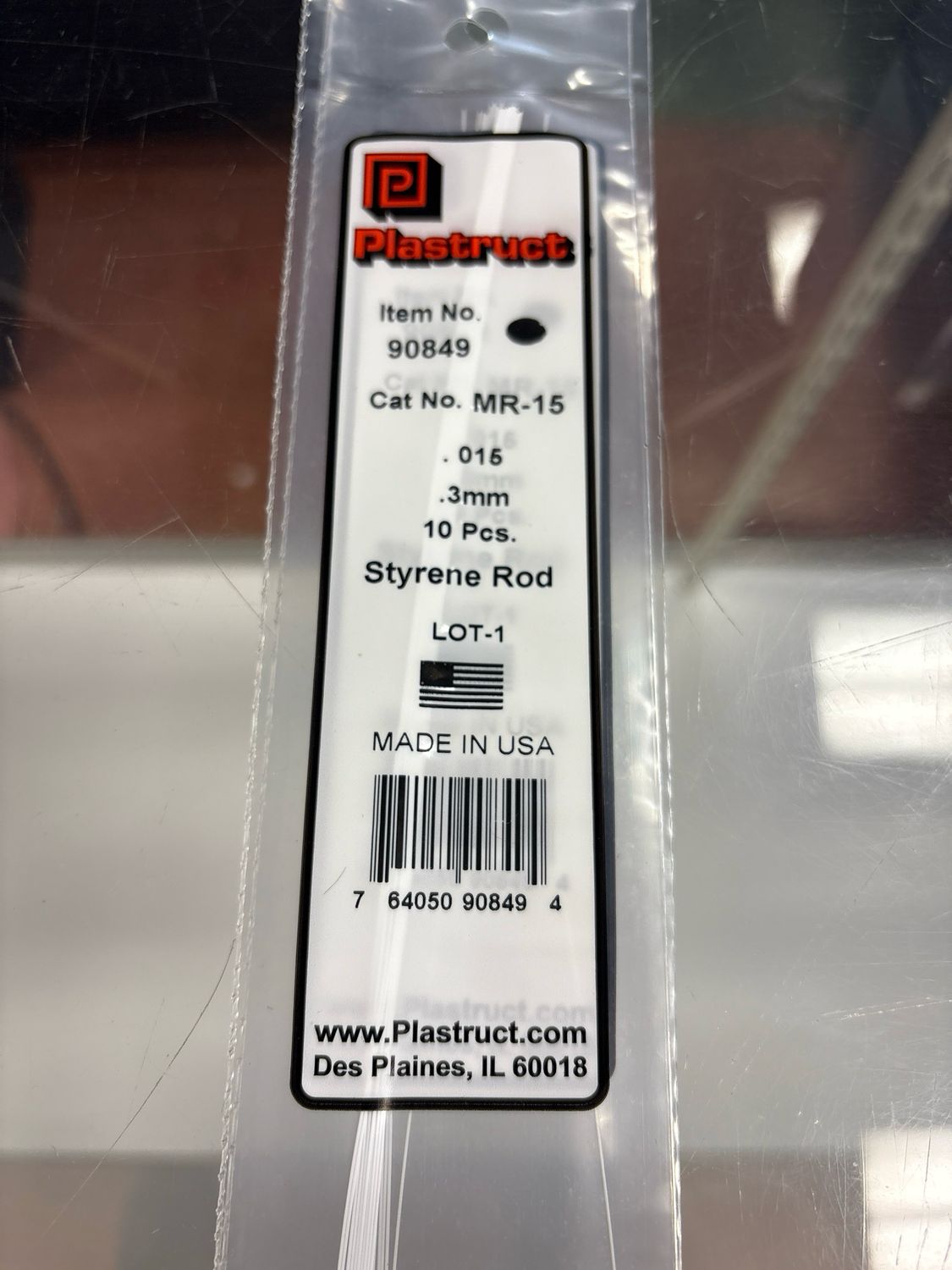 Plastruct .015 Styrene Rod MR-15 Plastruct .015 Styrene Rod MR-15