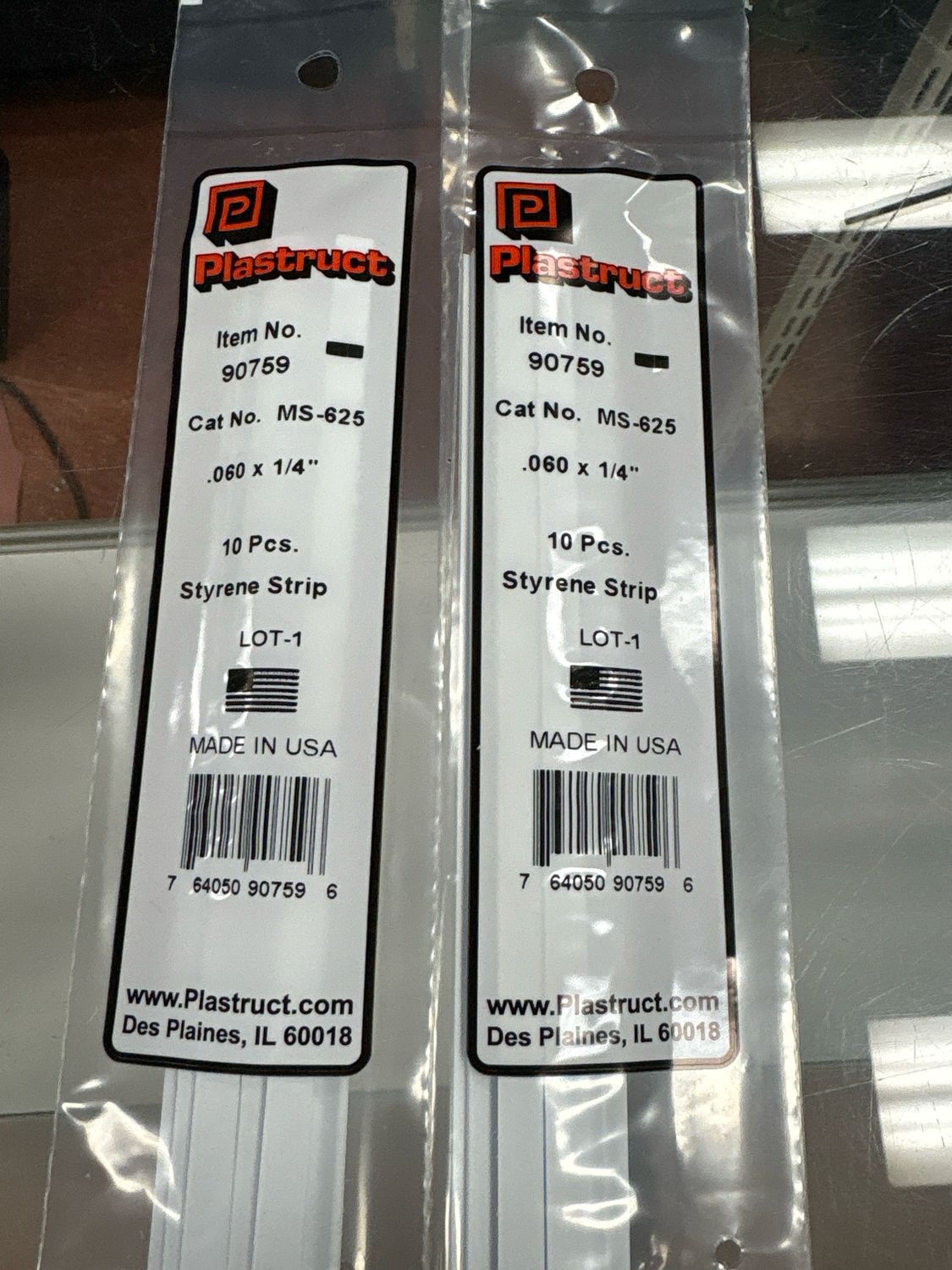 Plastruct .060x1/4” Styrene Strip MS-625