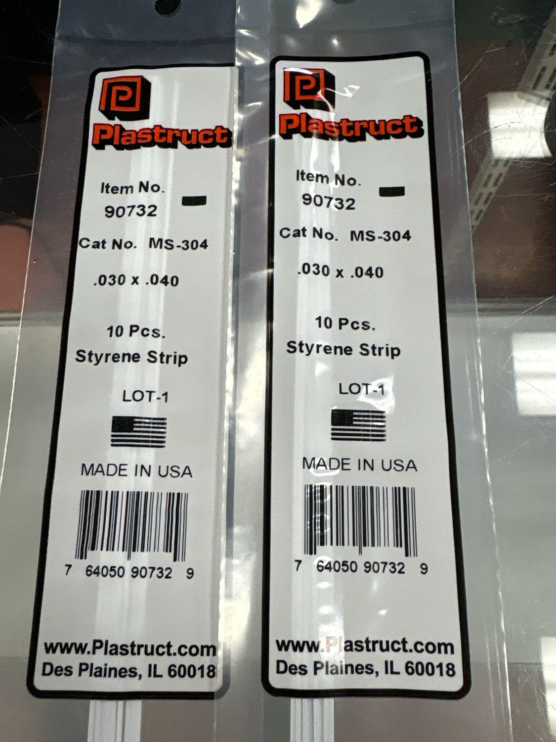 Plastruct .030x.040 Styrene Strip MS-304