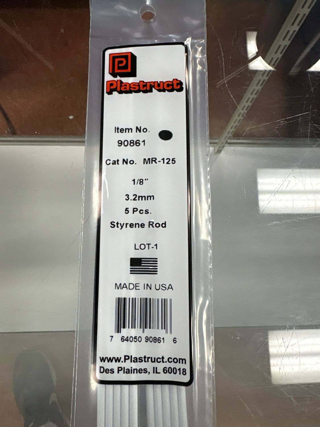 Plastruct 1/8” Styrene Rod MR-125 Plastruct 1/8” Styrene Rod MR-125