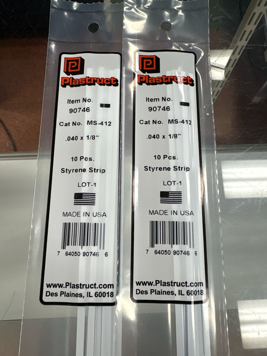 Plastruct .040x1/8” Styrene Strip MS-412