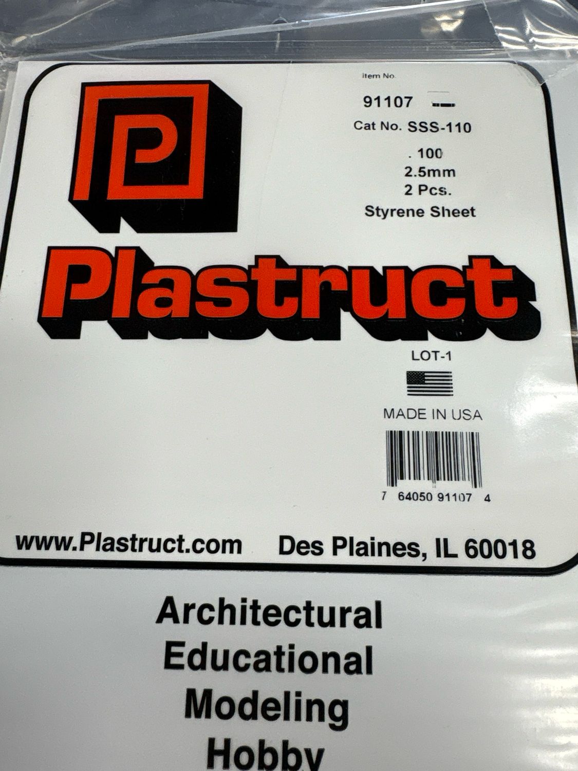 Plastruct .100 Styrene Sheet SSS-110 Plastruct .100 Styrene Sheet SSS-110