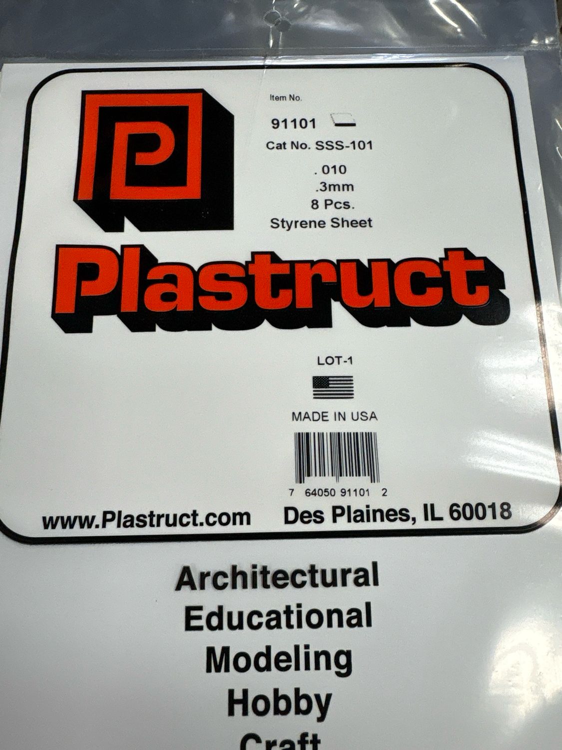 Plastruct .010 Styrene Sheet SSS-101
