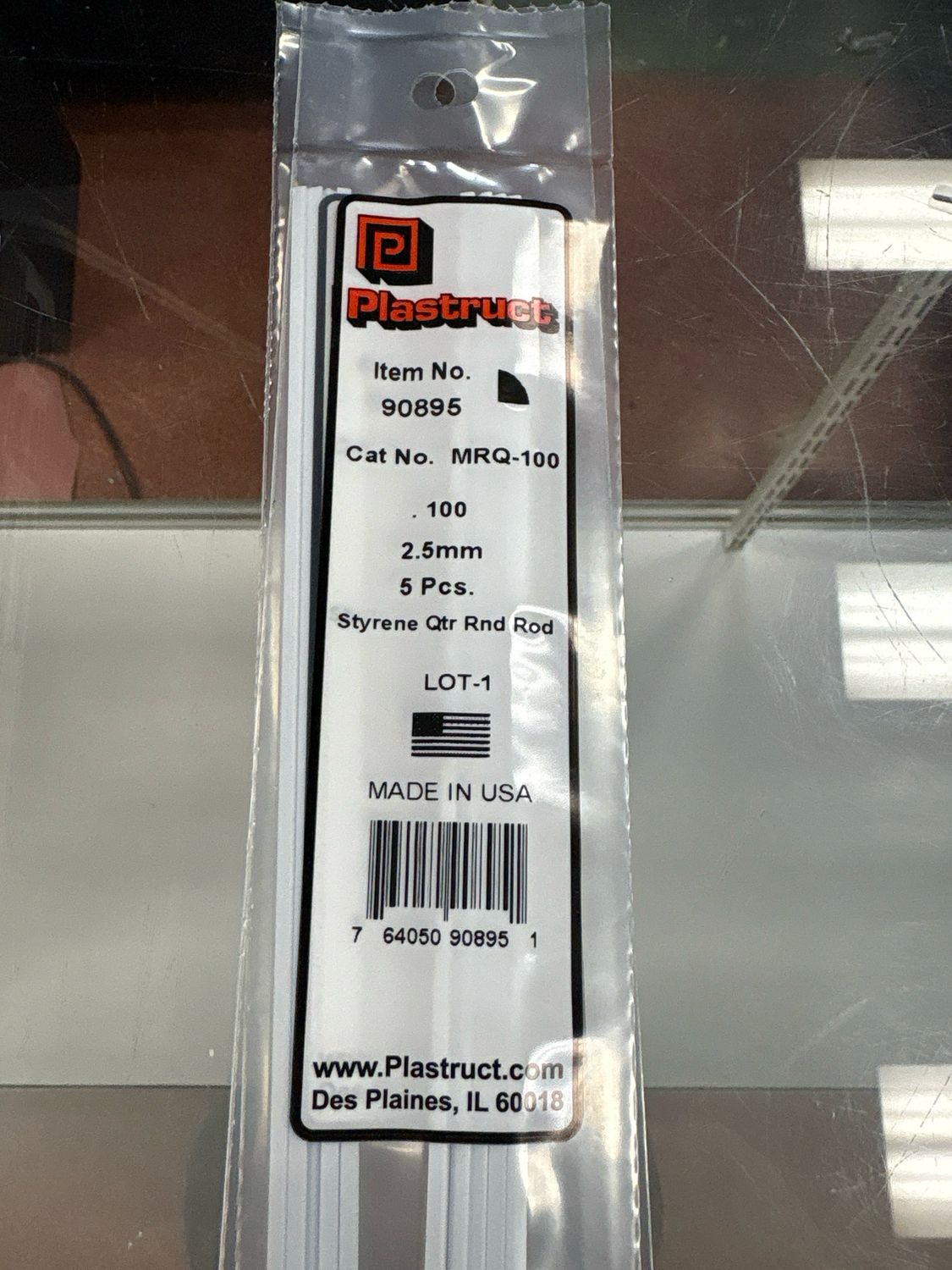Plastruct .100 Styrene Qtr Rnd Rod MRQ-100
