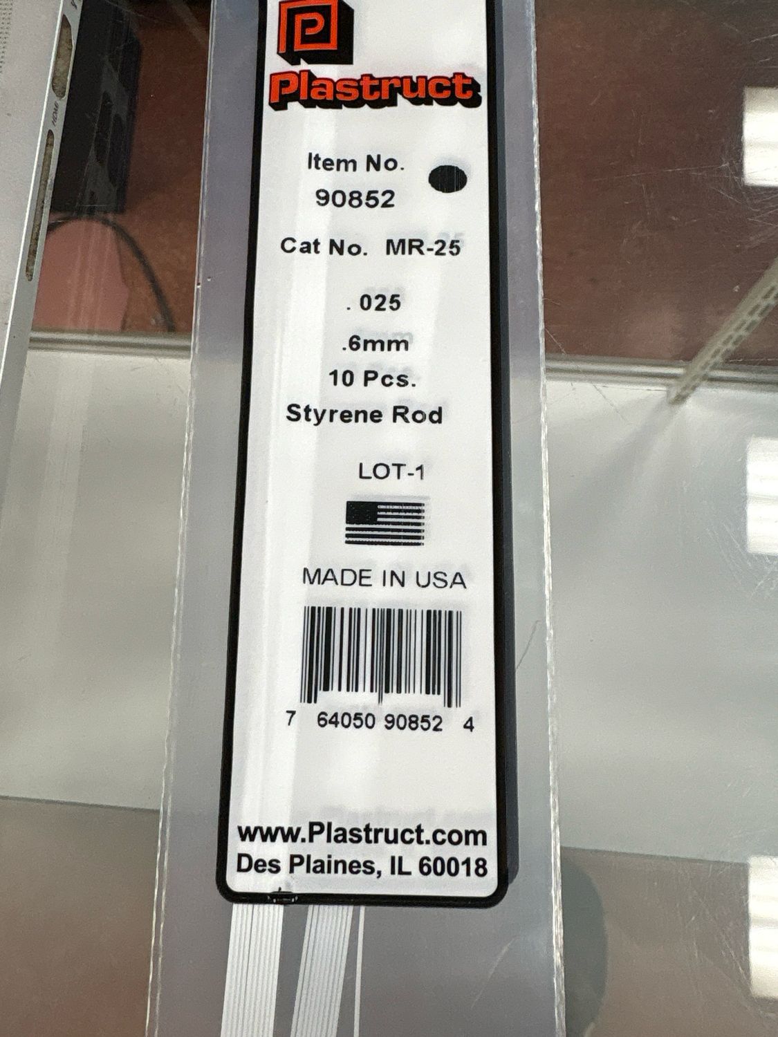 Plastruct .025 Styrene Rod MR-25