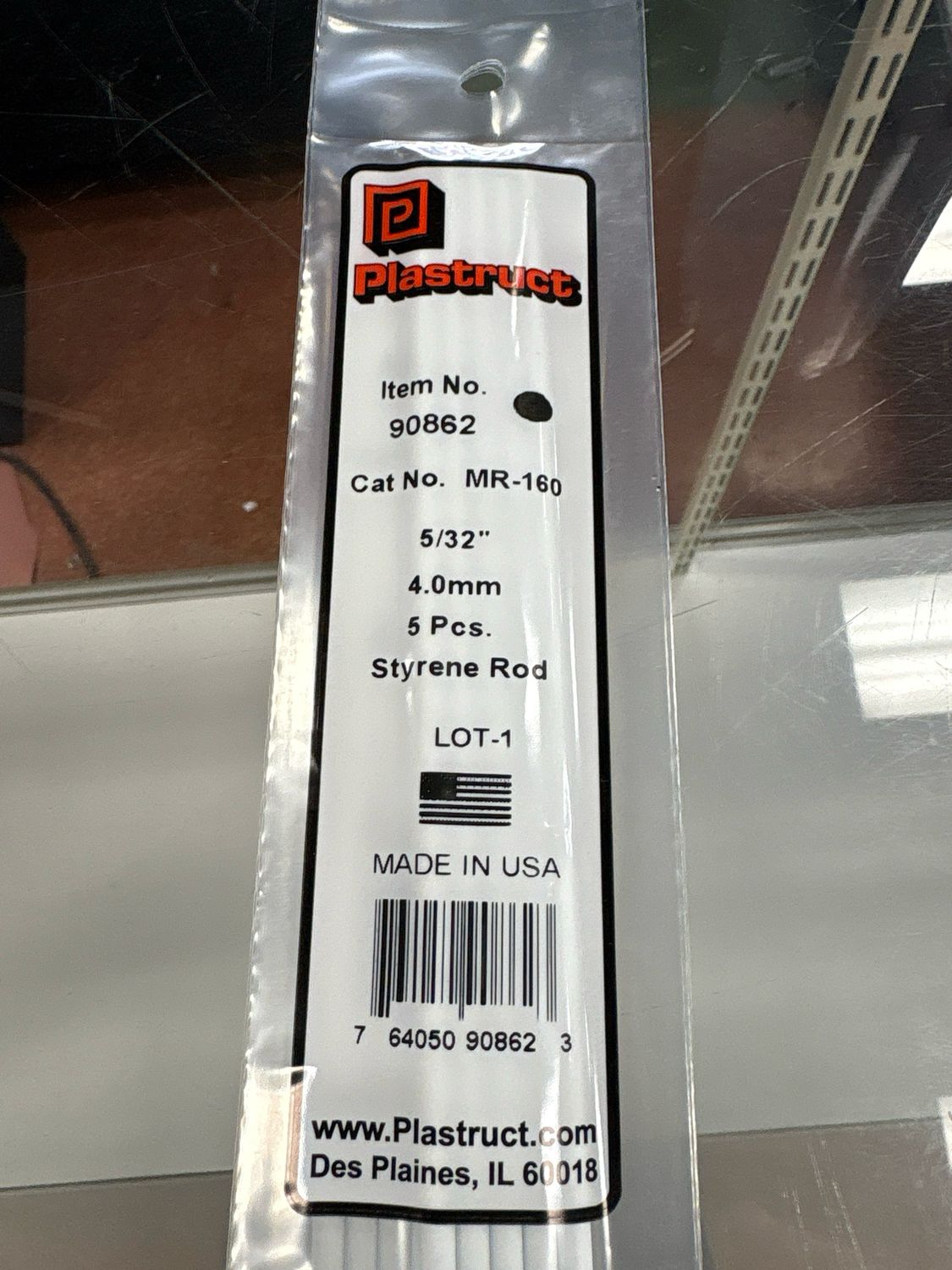 Plastruct 5/32” Styrene Rod MR-160 Plastruct 5/32” Styrene Rod MR-160