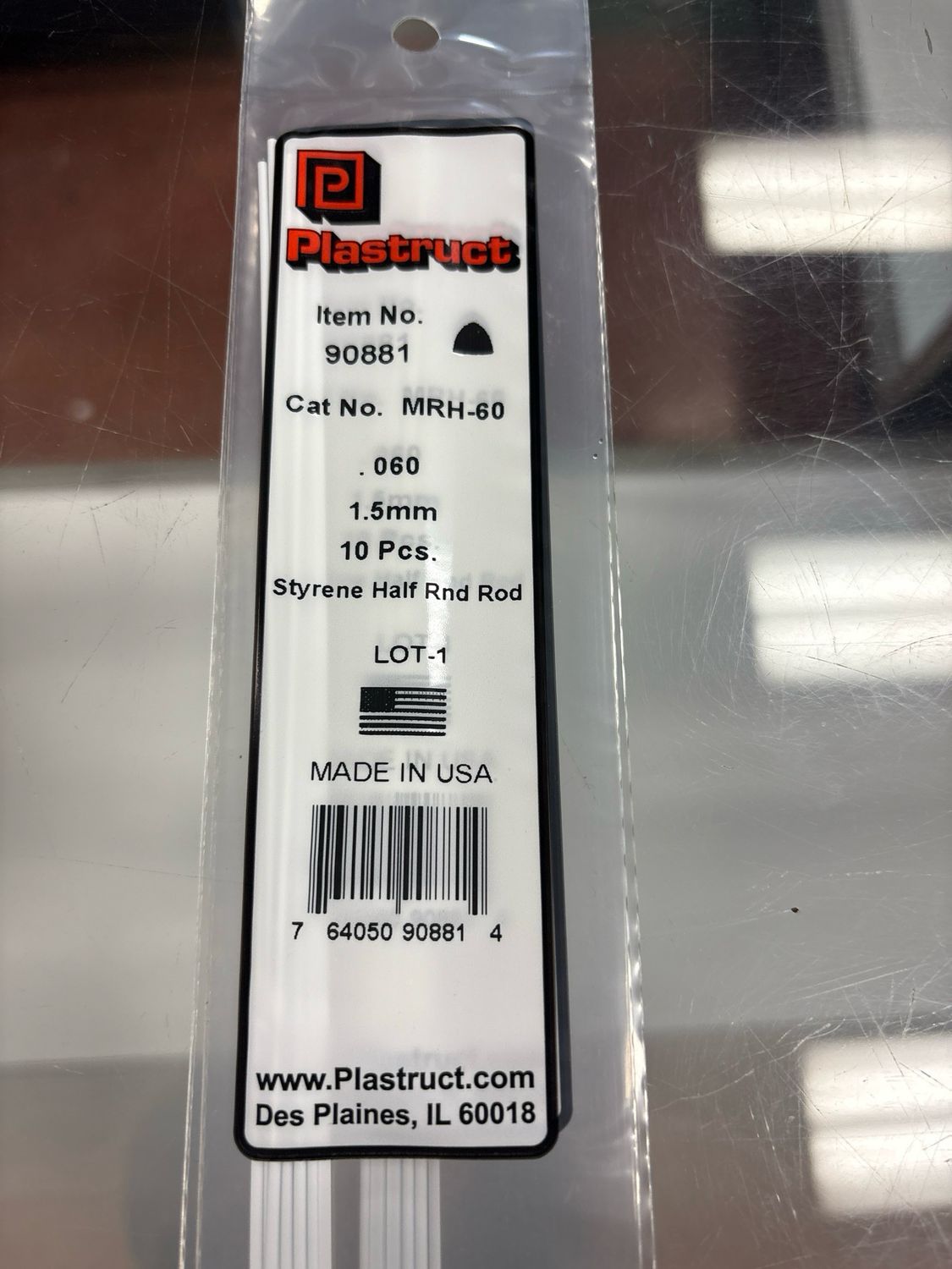 Plastruct .060 Styrene Half Rnd Rod MRH-60