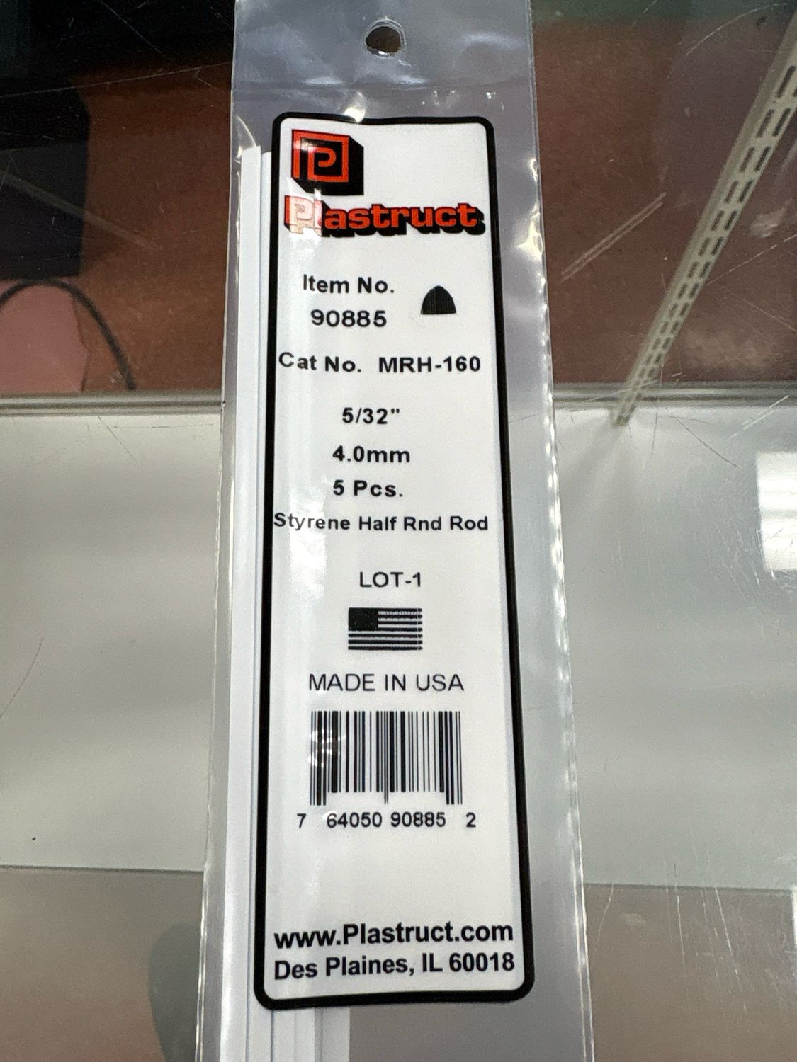 Plastruct 5/32” Styrene Half Rnd Rod MRH-160 Plastruct 5/32” Styrene Half Rnd Rod MRH-160