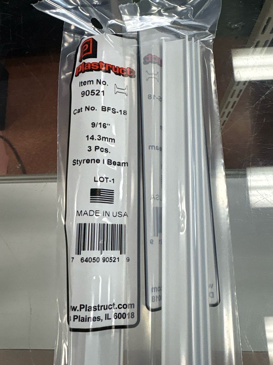 Plastruct 9/16” Styrene I Beam BFS-18