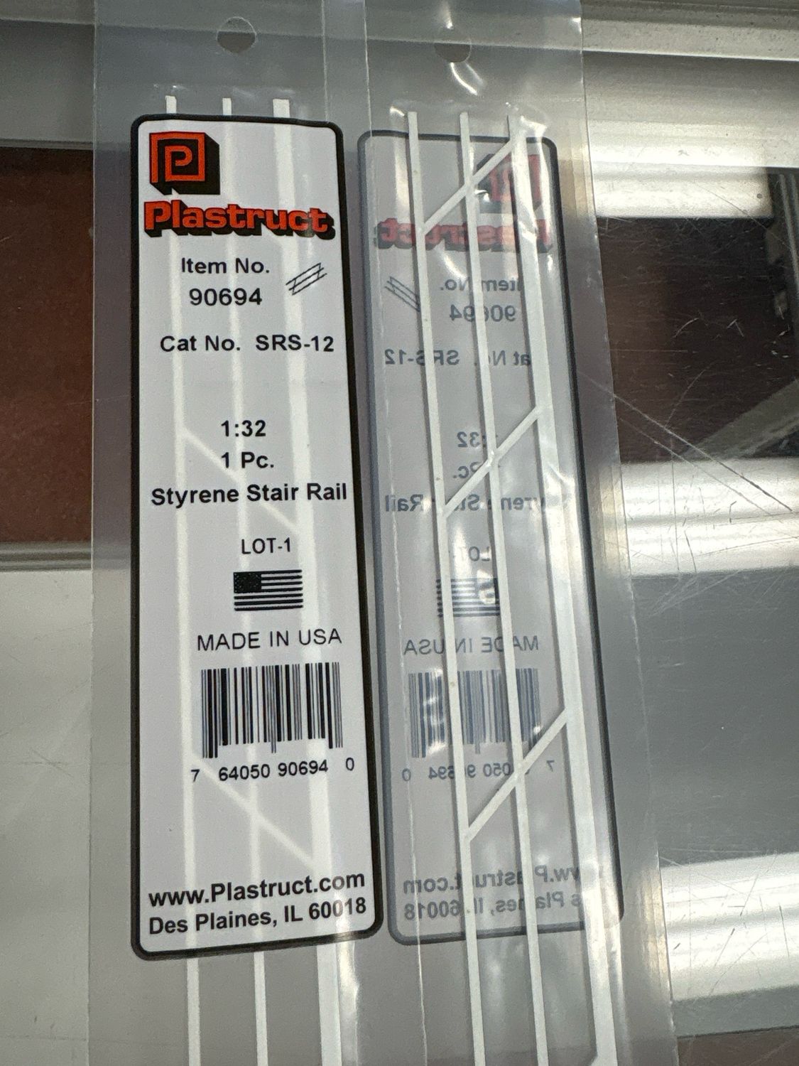 Plastruct 1:32 Styrene Stair Rail SRS-12 Plastruct 1:32 Styrene Stair Rail SRS-12