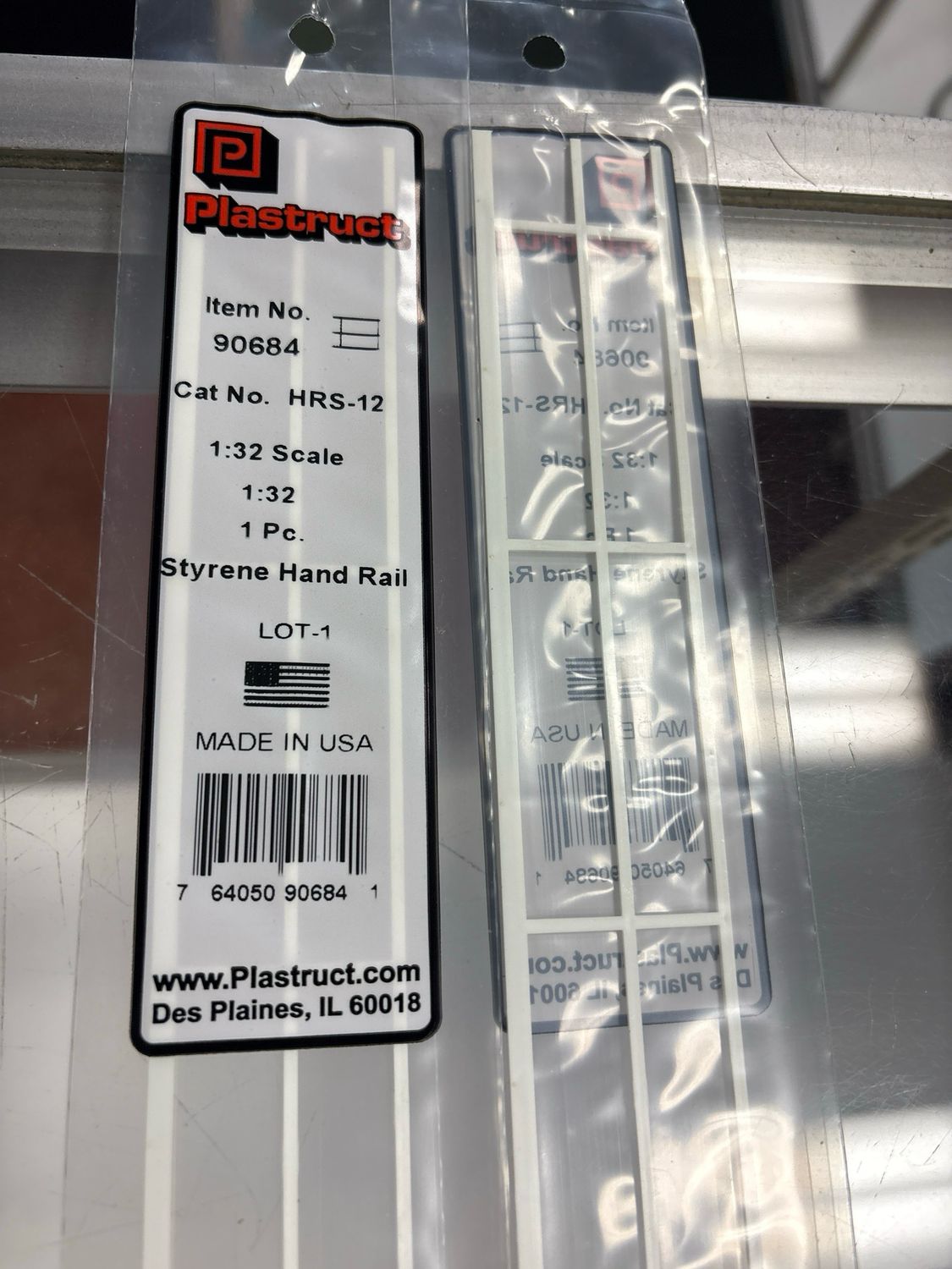 Plastruct 1:32 Scale Styrene Hand Rail HRS-12