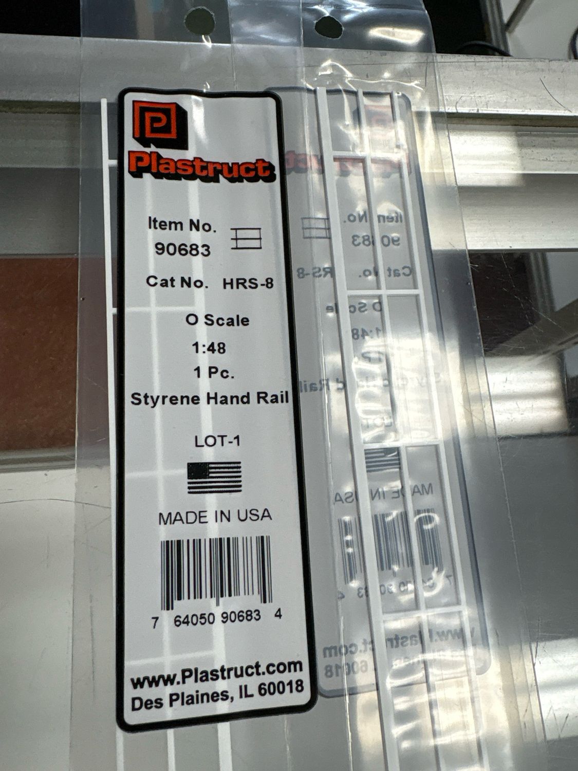 Plastruct O Scale Styrene Hand Rail HRS-8