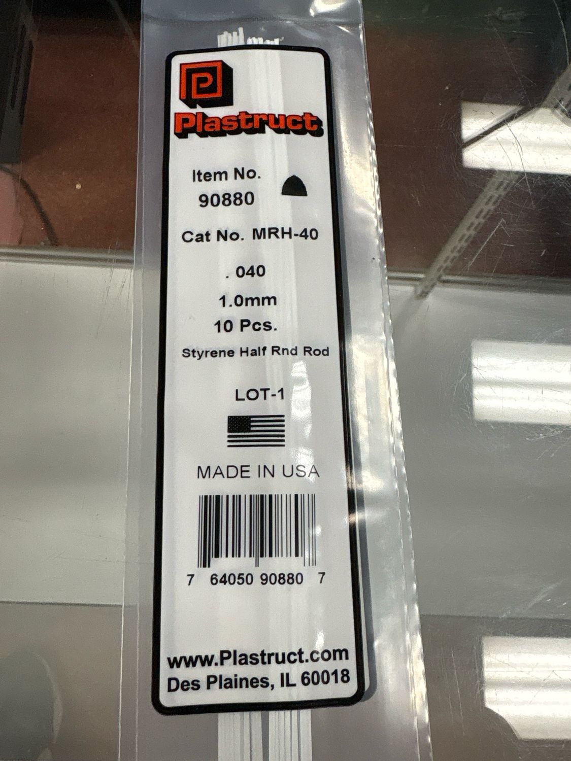 Plastruct .040 Styrene Half Rnd Rod MRH-40