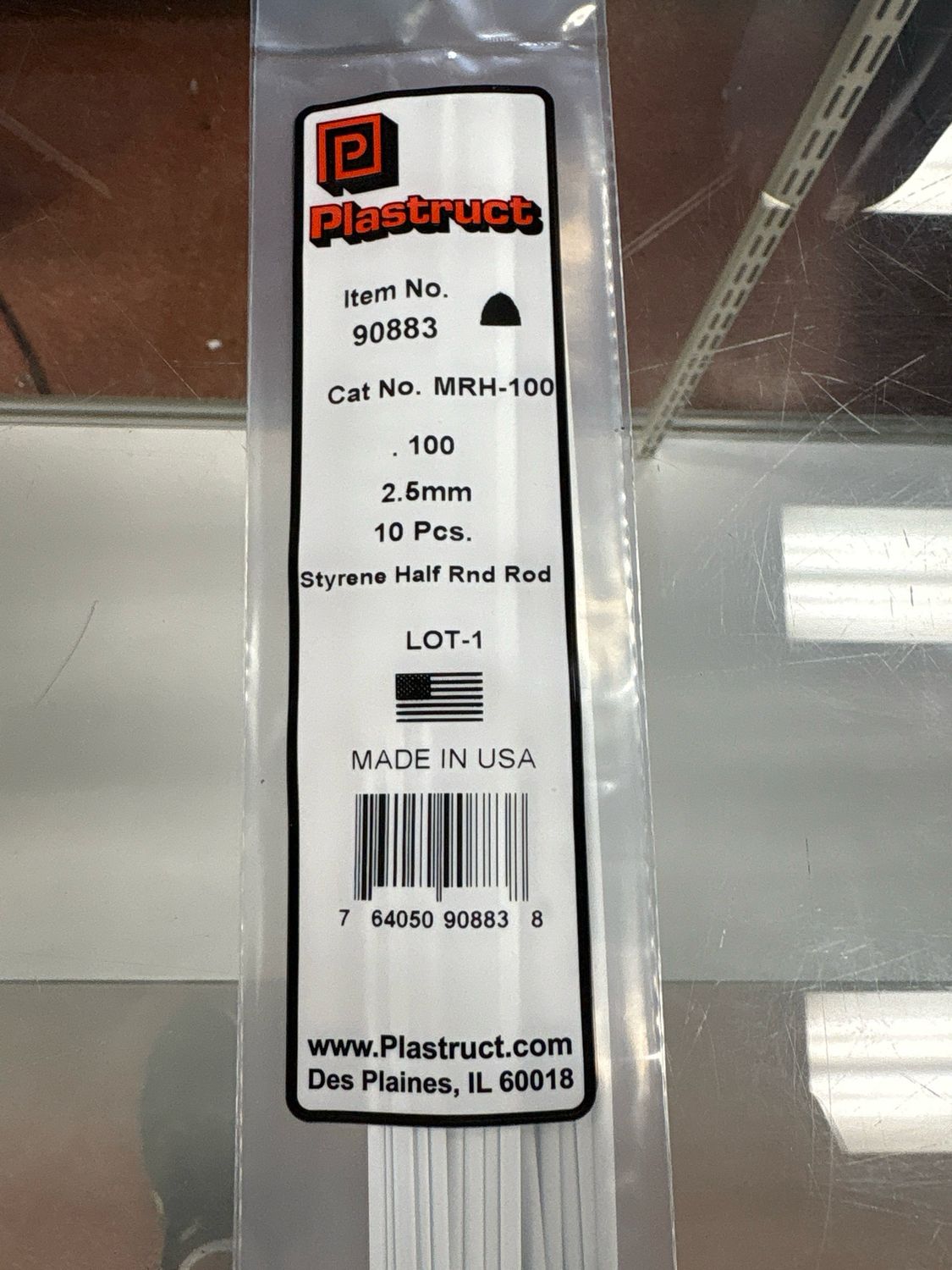 Plastruct .100 Styrene Hold Rnd Rod MRH-100