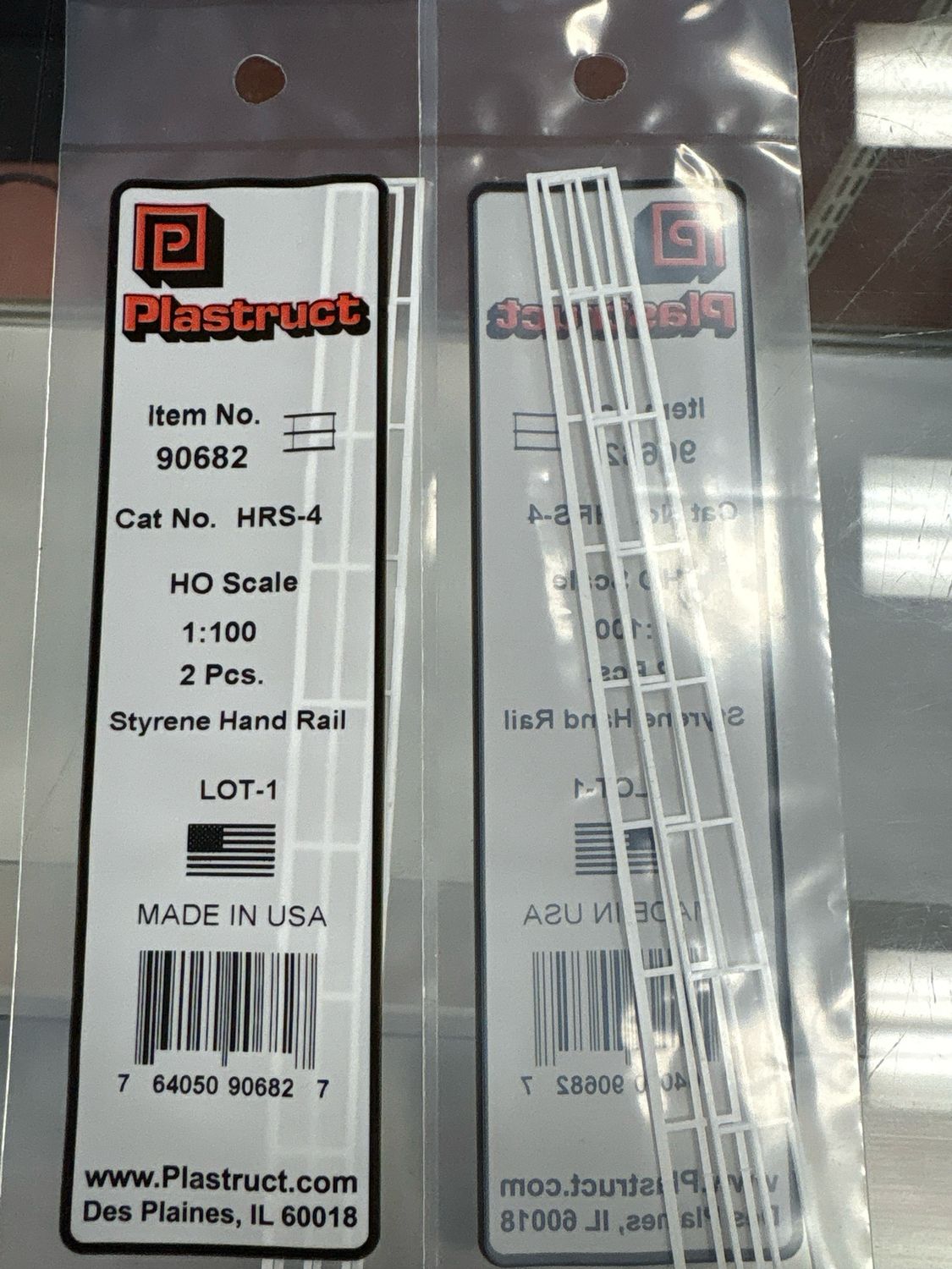 Plastruct HO Scale Styrene Hand Rail HRS-4