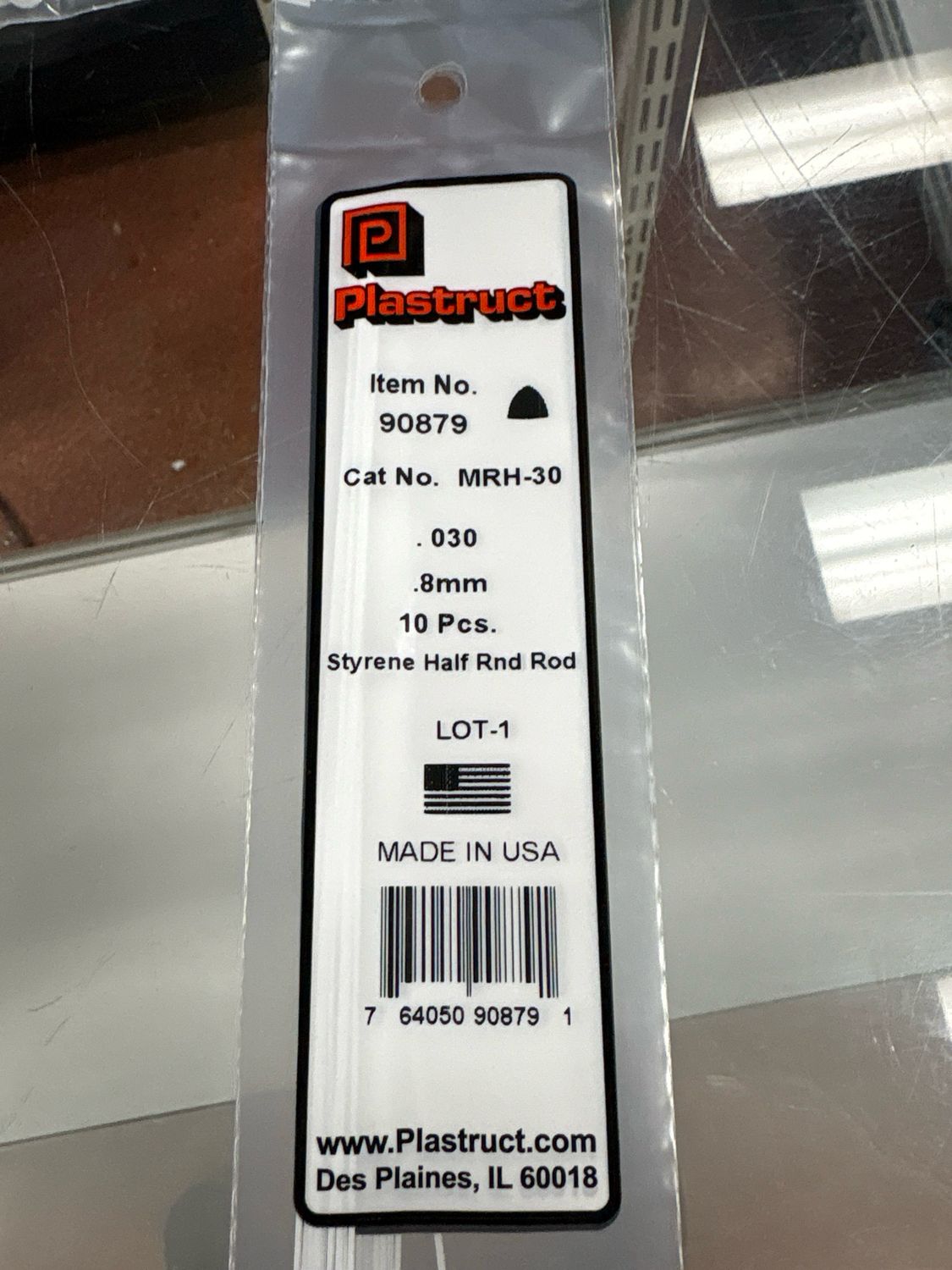 Plastruct .030 Styrene Half Rnd Rod MRH-30