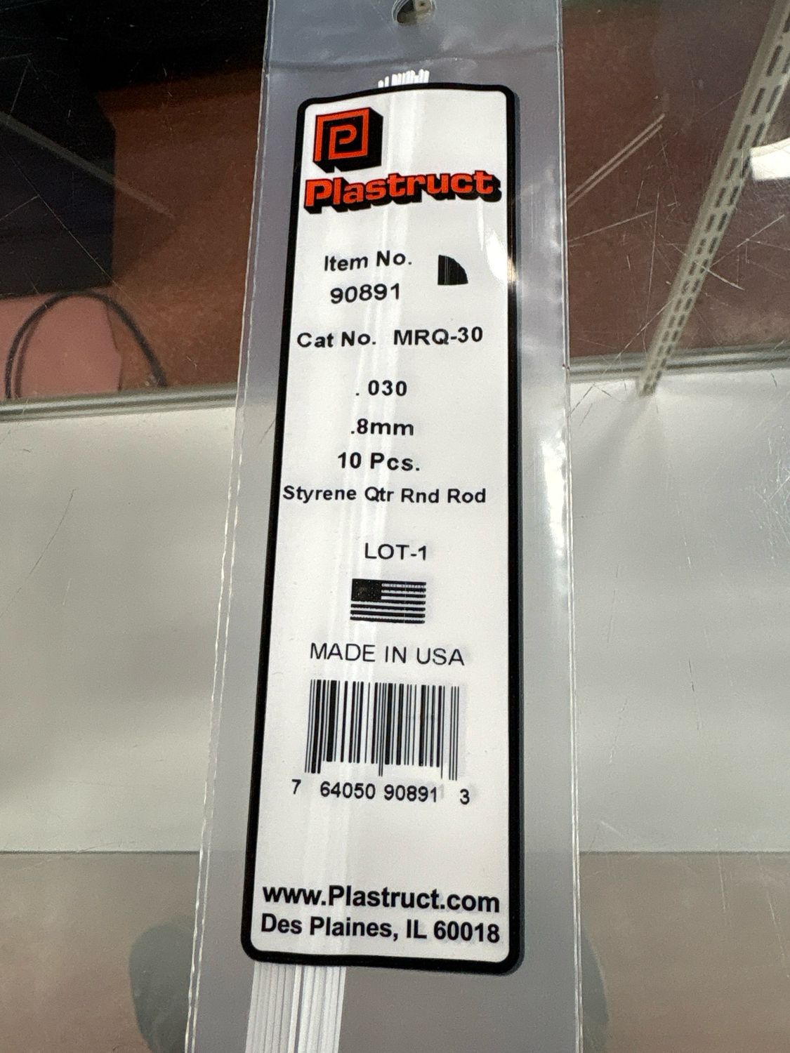 Plastruct .030 Styrene Qtr Rnd Rod MRQ-30 Plastruct .030 Styrene Qtr Rnd Rod MRQ-30
