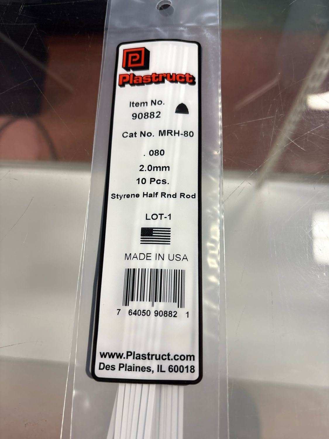 Plastruct .080 Styrene Half Rnd Rod MRH-80