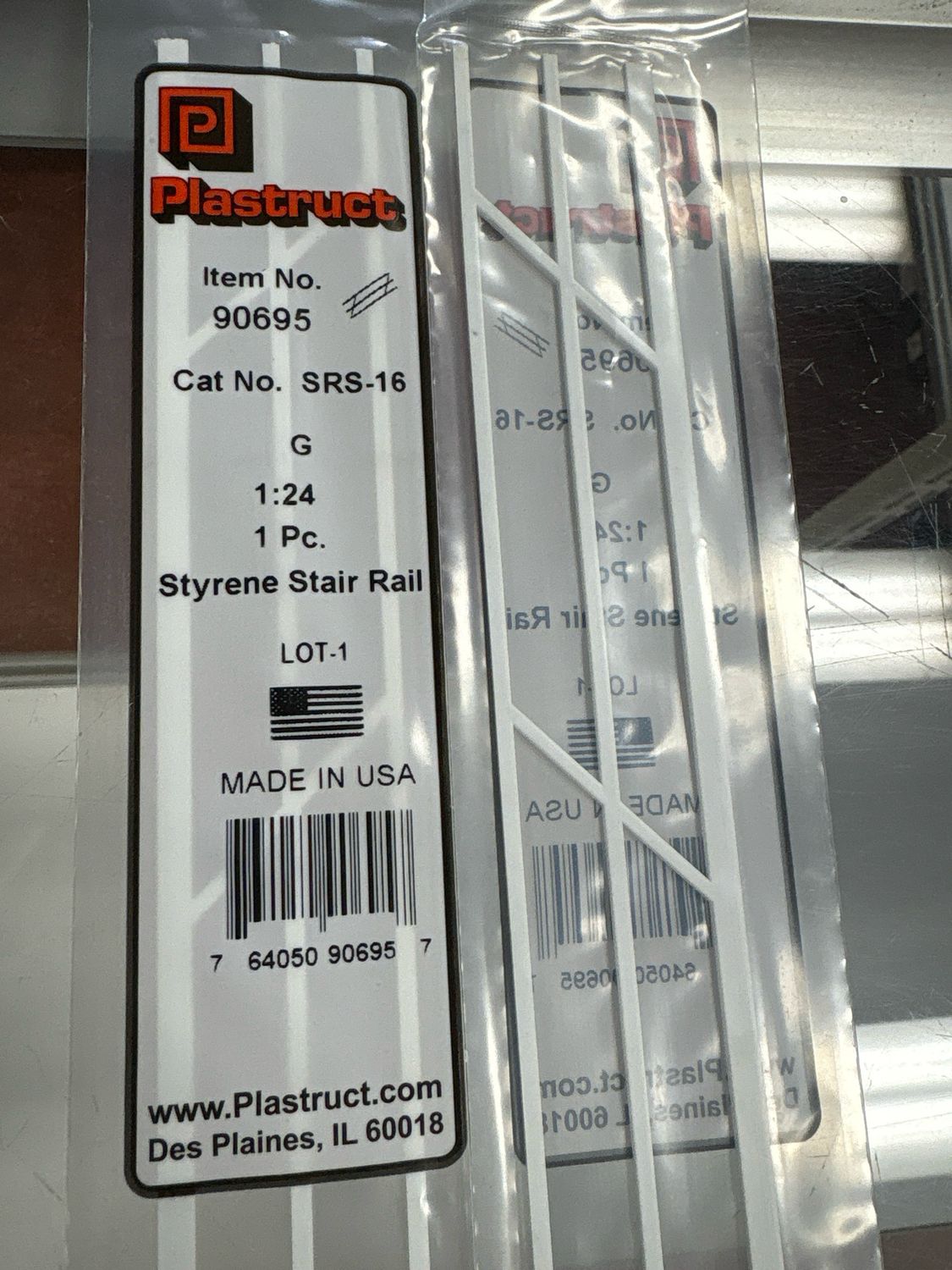 Plastruct G Scale Styrene Stair Rail SRS-16 Plastruct G Scale Styrene Stair Rail SRS-16