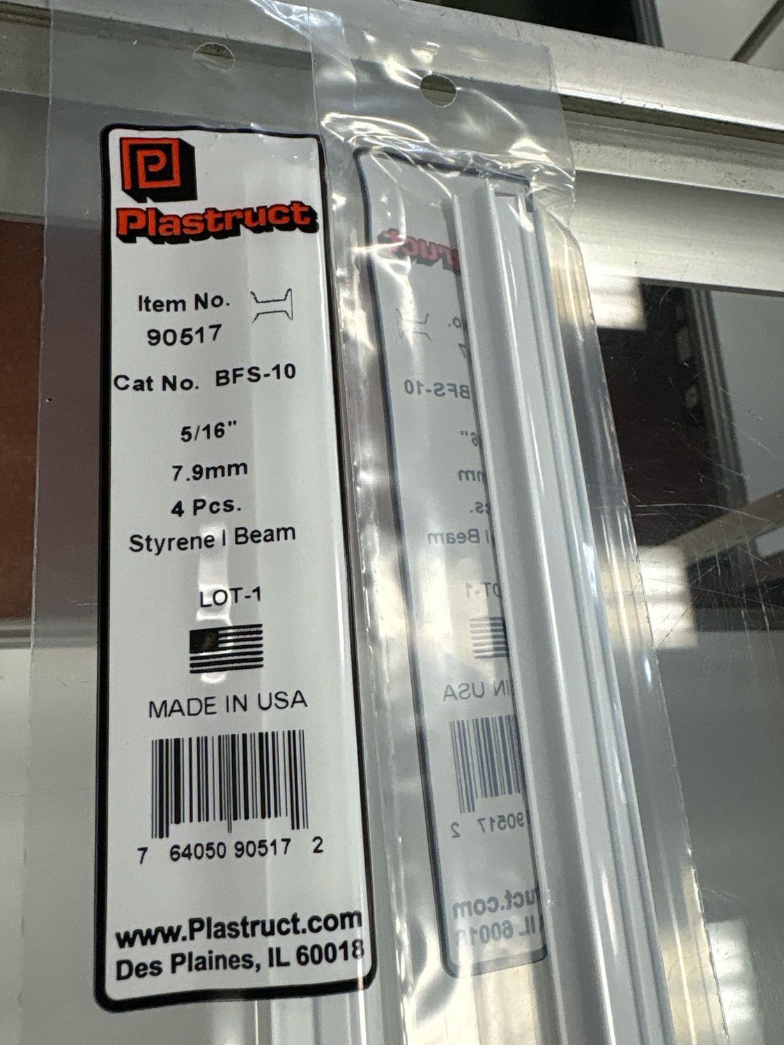 Plastruct 5/16” Styrene I Beam BFS-10