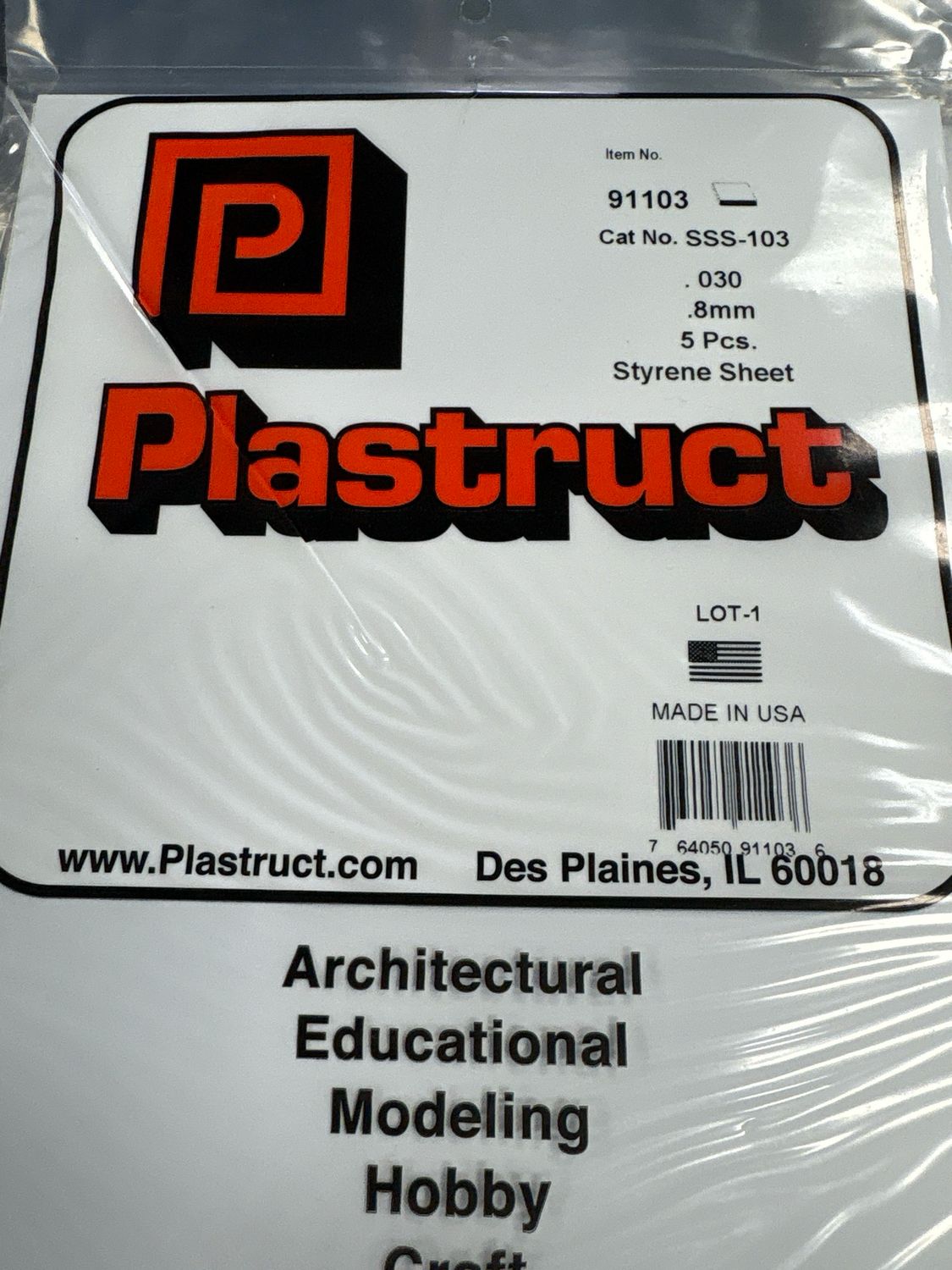 Plastruct .030 Styrene Sheet SSS-103