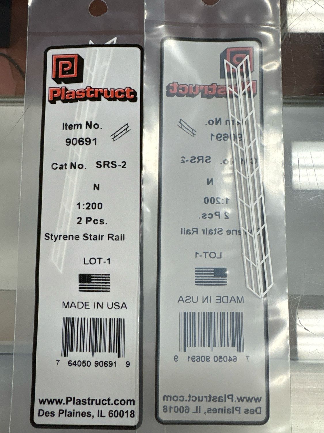 Plastruct N Scale Styrene Stair Rail SRS-2