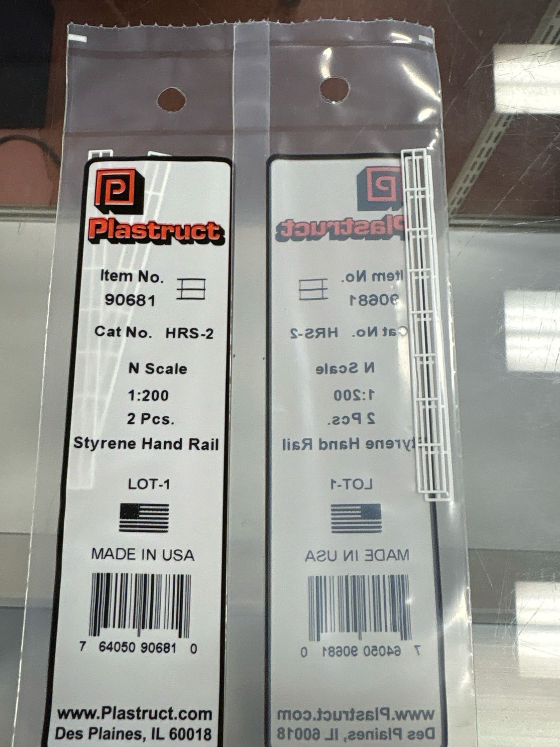 Plastruct N Scale Styrene Hand Rail HRS-2