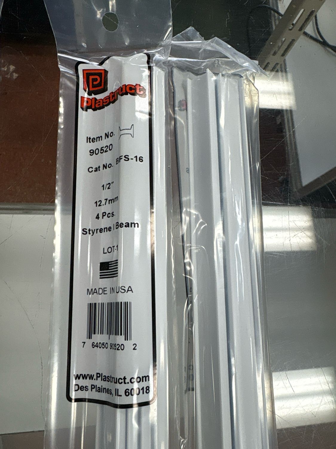 Plastruct 1/2” Styrene I Beam BFS-16