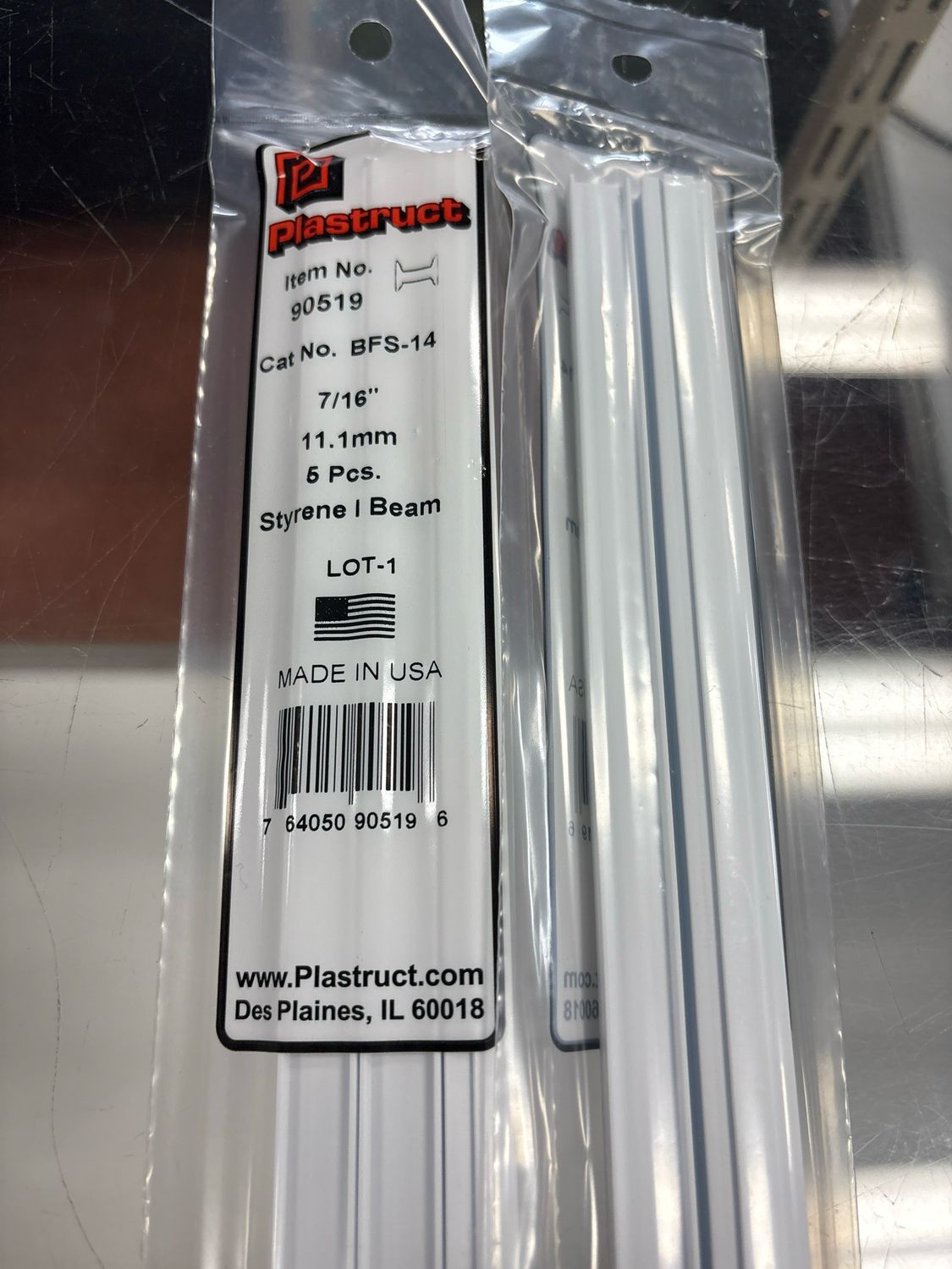 Plastruct 7/16” Styrene I Beam BFS-14