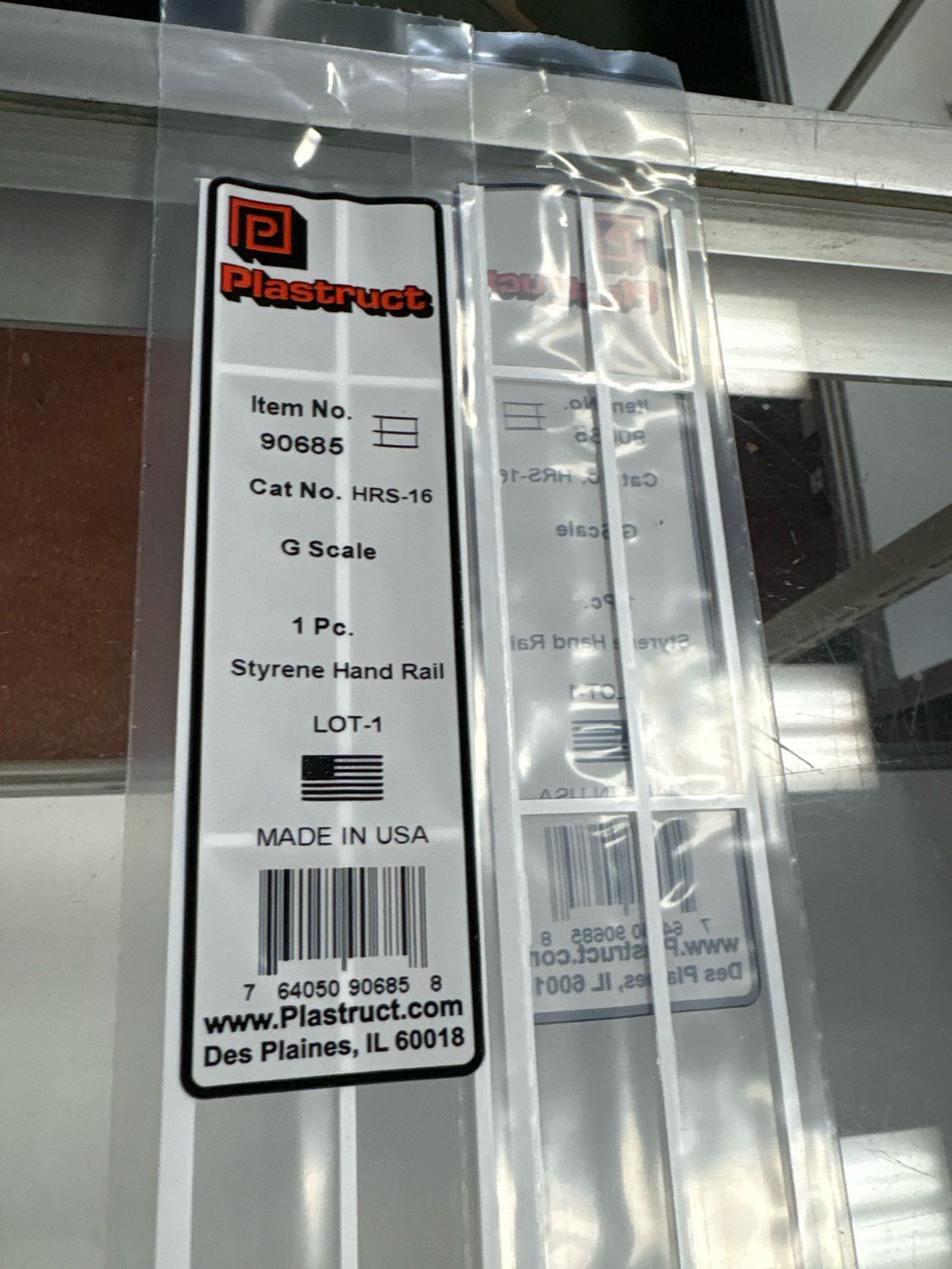 Plastruct G Scale Styrene Hand Rail HRS-16