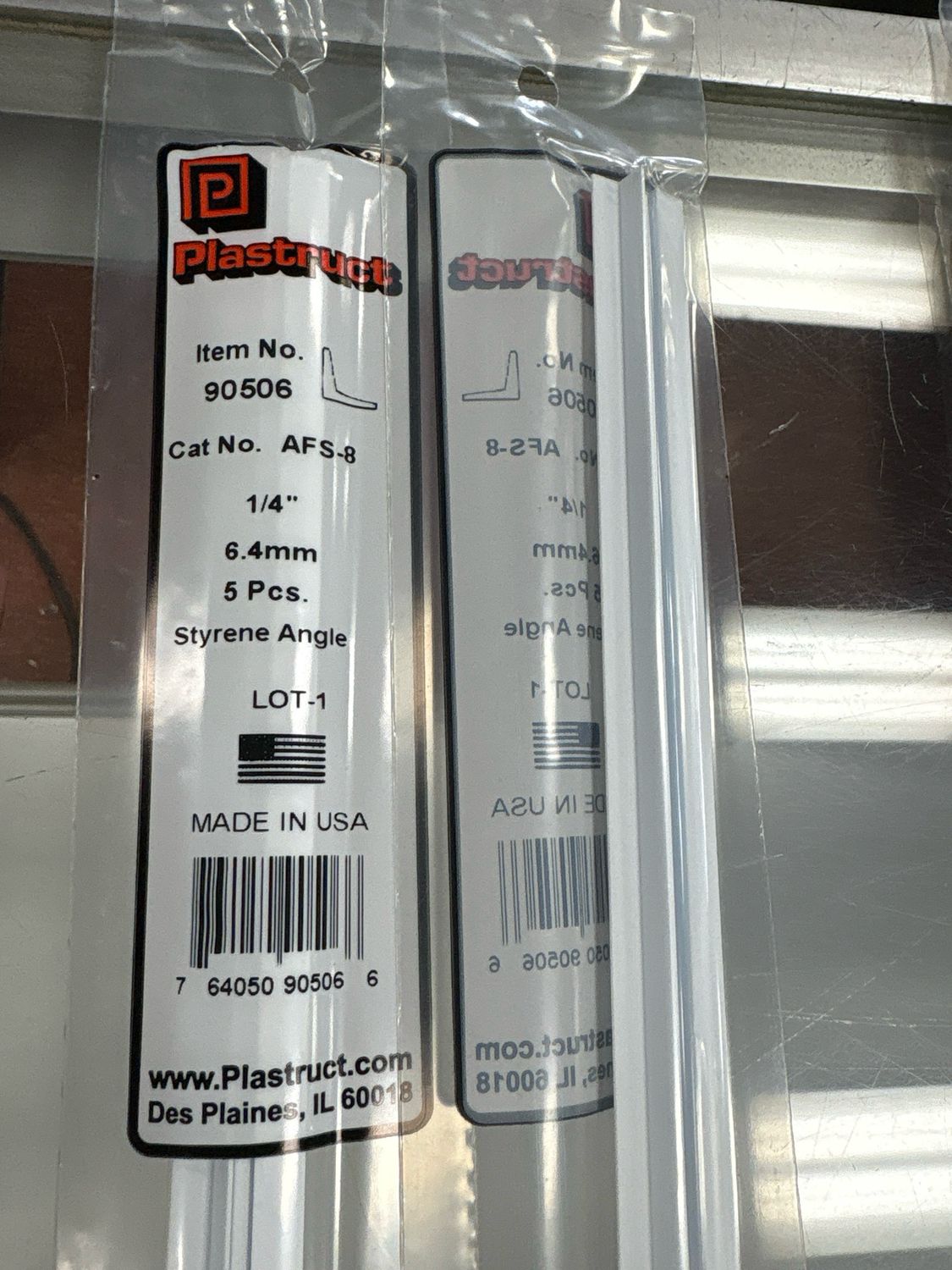 Plastruct 1/4” Styrene Angle AFS-8