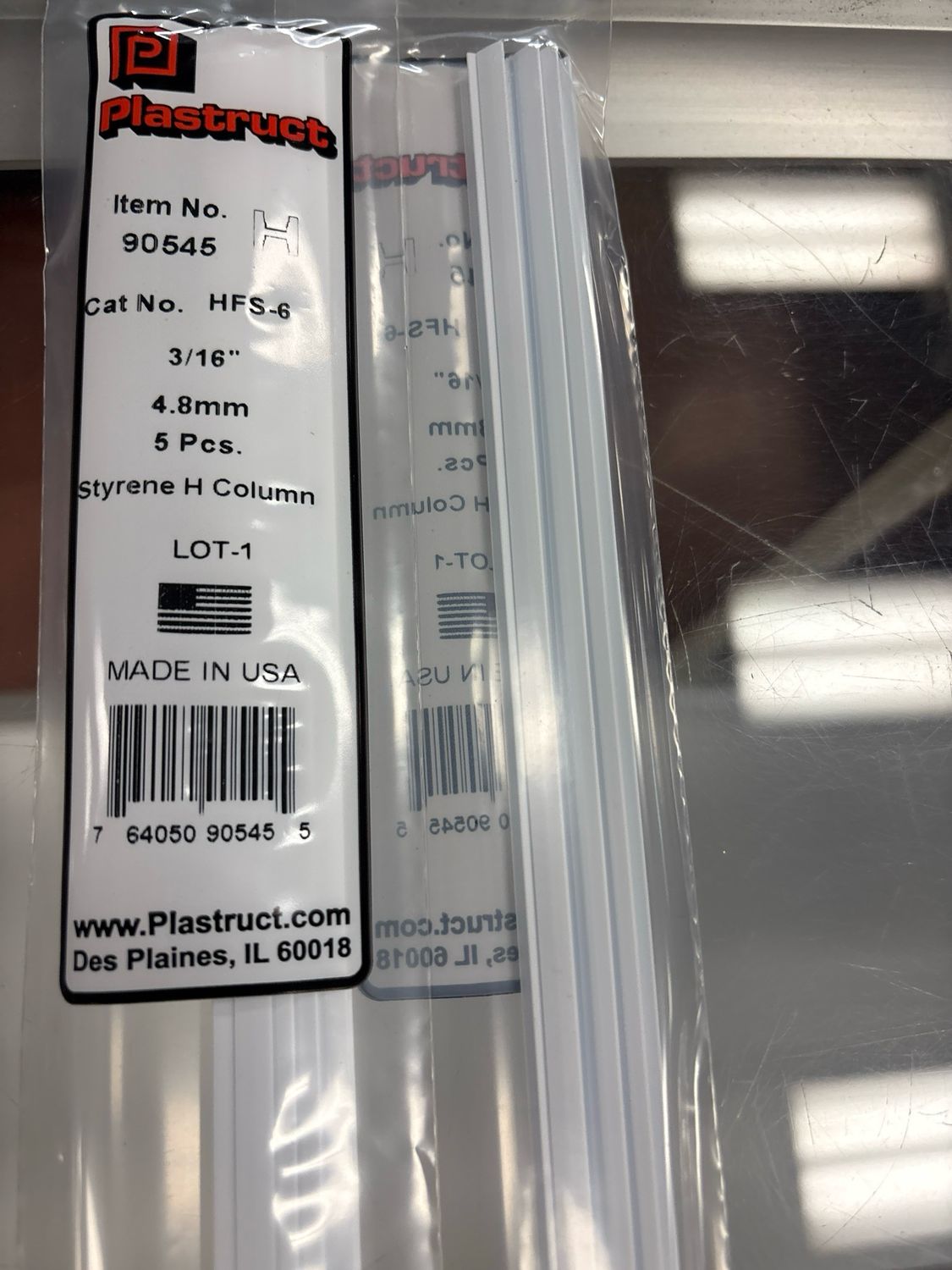Plastruct 3/16” Styrene H Column HFS-6