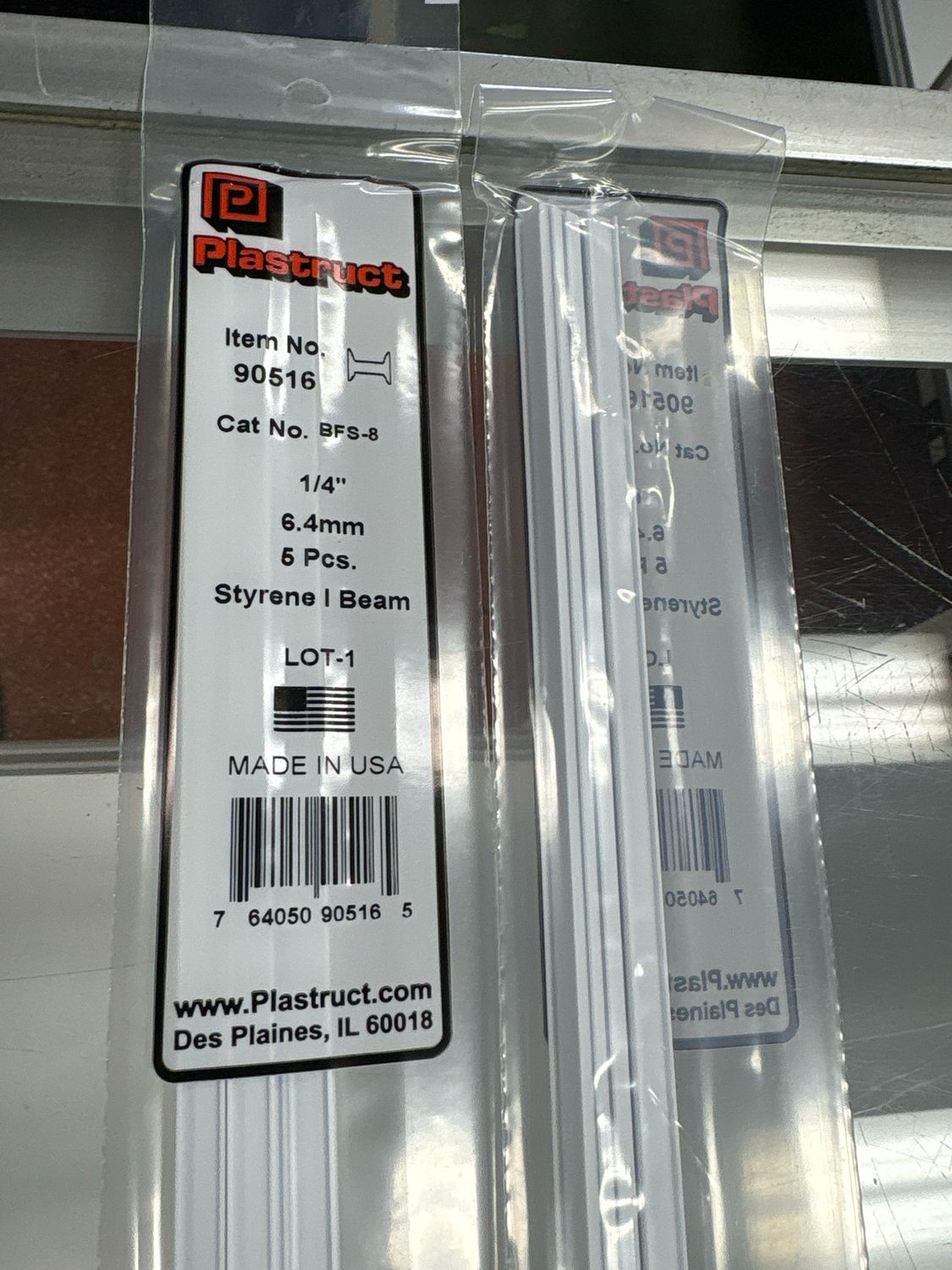 Plastruct 1/4” Styrene I Beam BFS-8