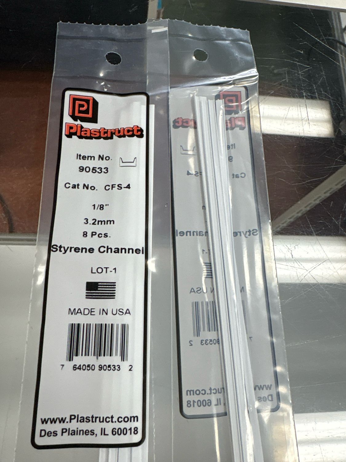 Plastruct 1/8” Styrene Channel CFS-4