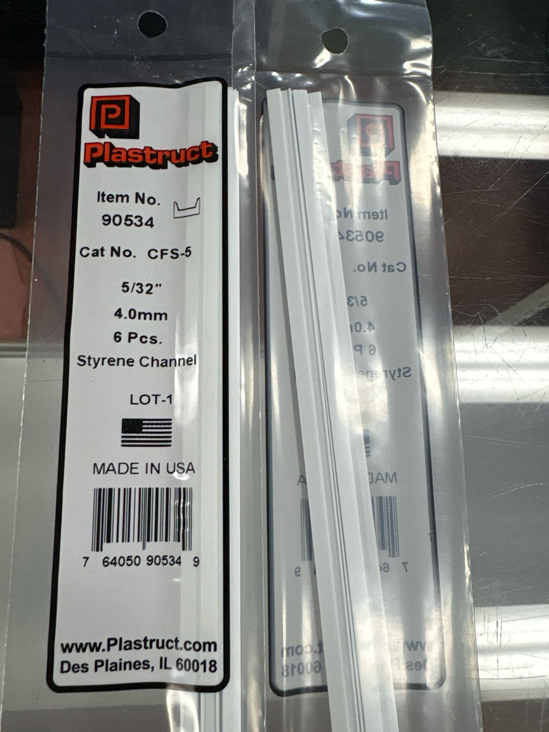 Plastruct 5/32” Styrene Channel CFS-5