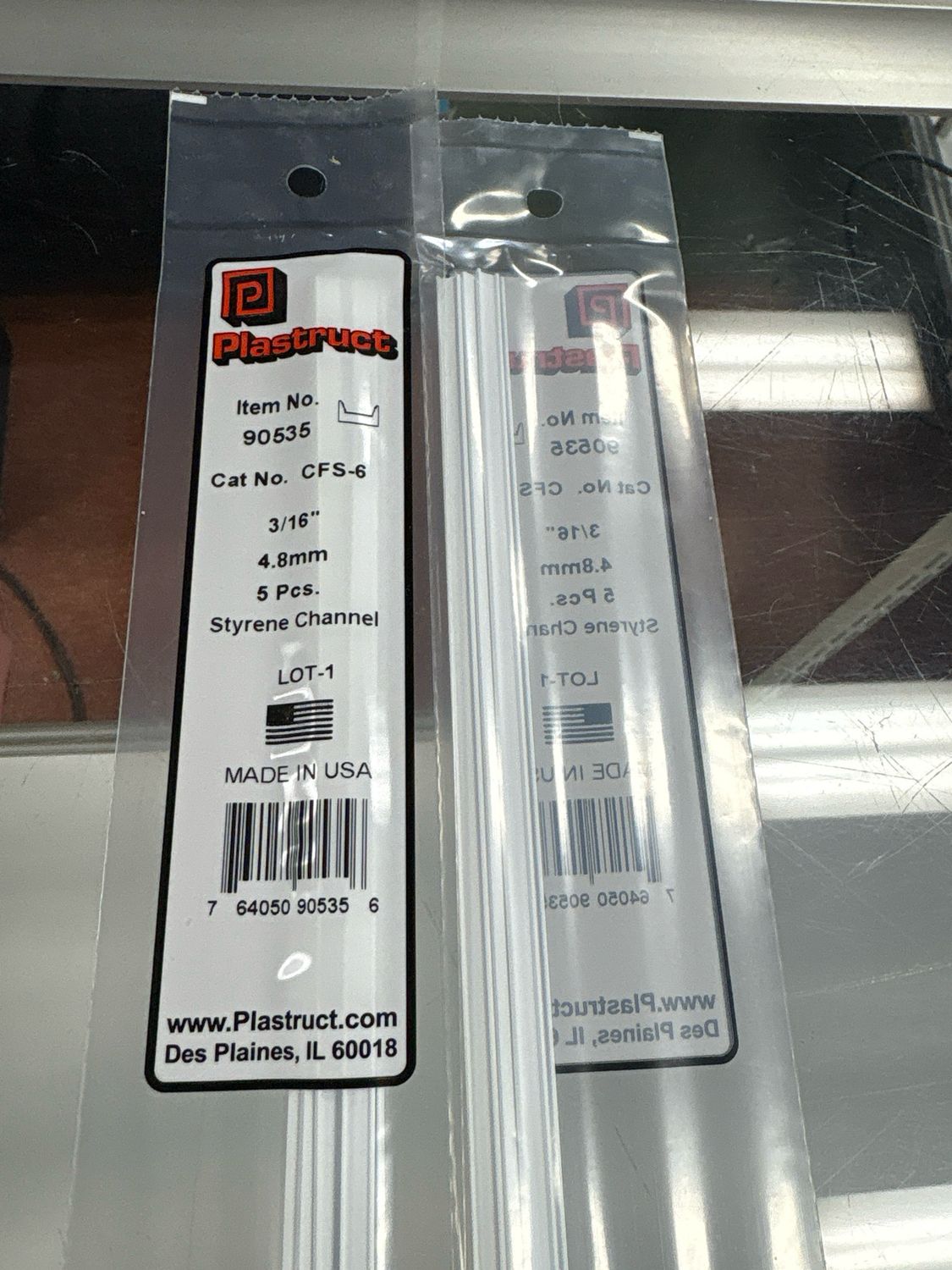 Plastruct 3/16” Styrene Channel CFS-6