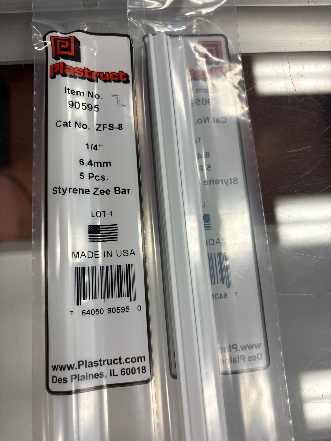 Plastruct 1/4” Styrene Zee Bar ZFS-8