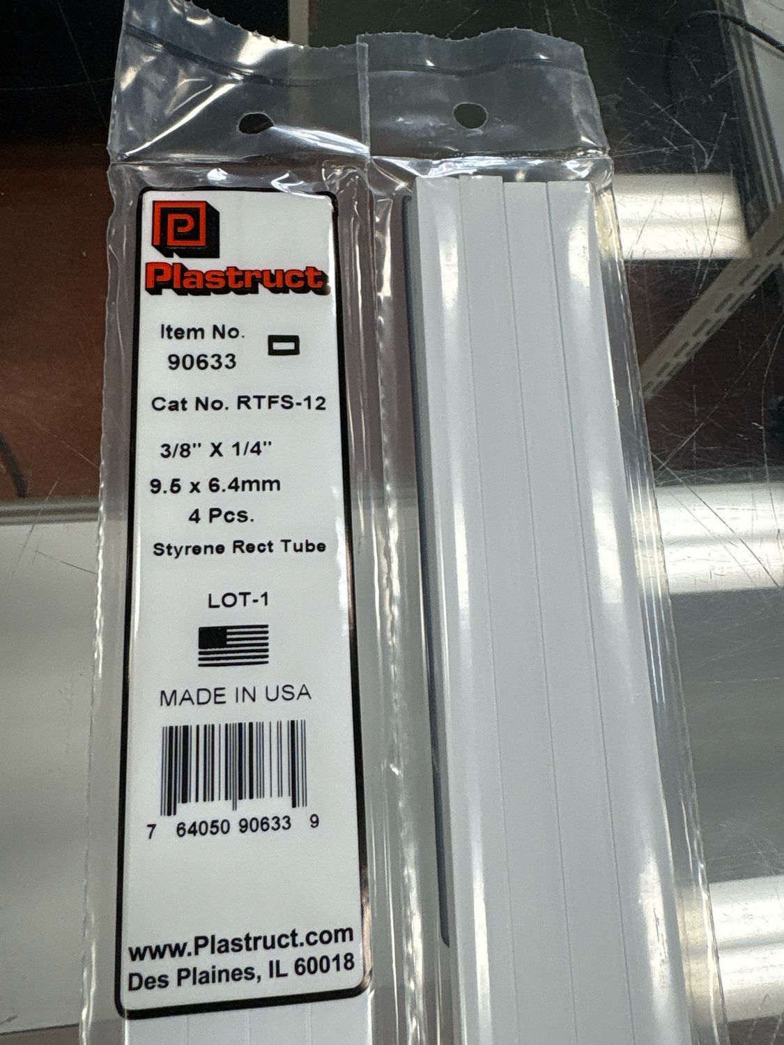 Plastruct 3/8”x1/4” Styrene Rect Tube RTFS-12 Plastruct 3/8”x1/4” Styrene Rect Tube RTFS-12