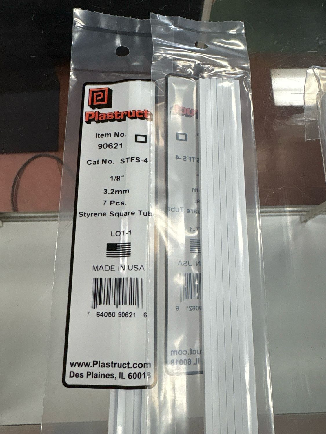 Plastruct 1/8” Styrene Square Tube STFS-4 Plastruct 1/8” Styrene Square Tube STFS-4
