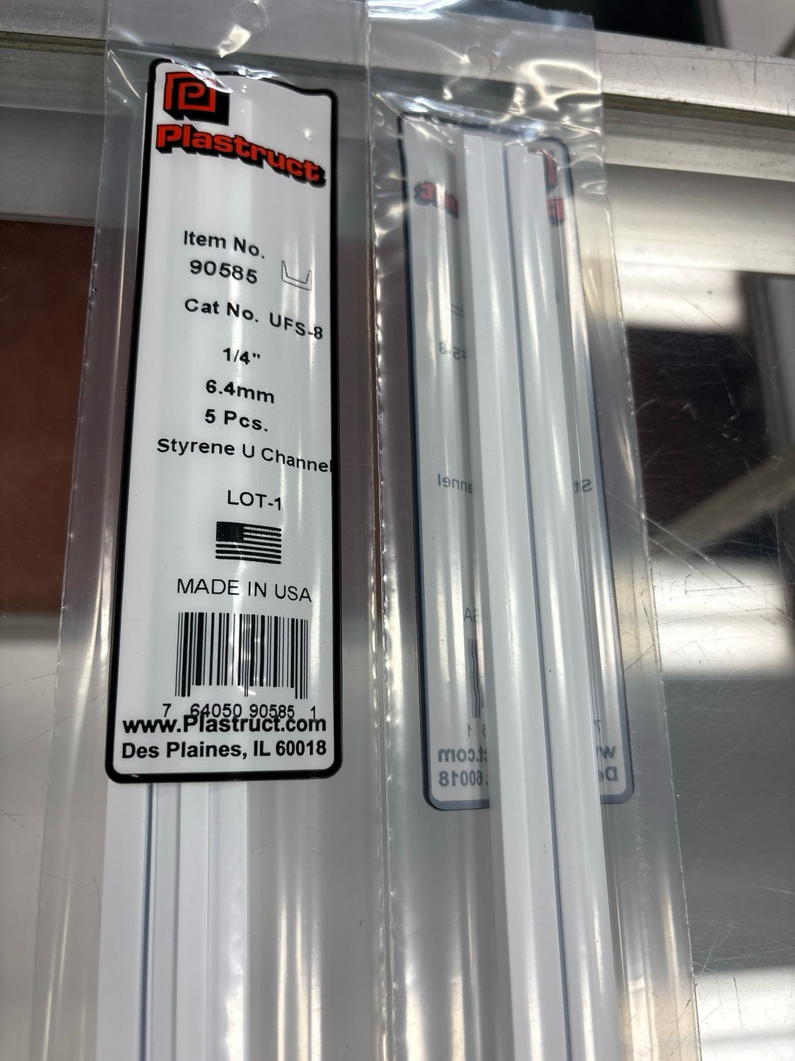 Plastruct 1/4” Styrene U Channel UFS-8