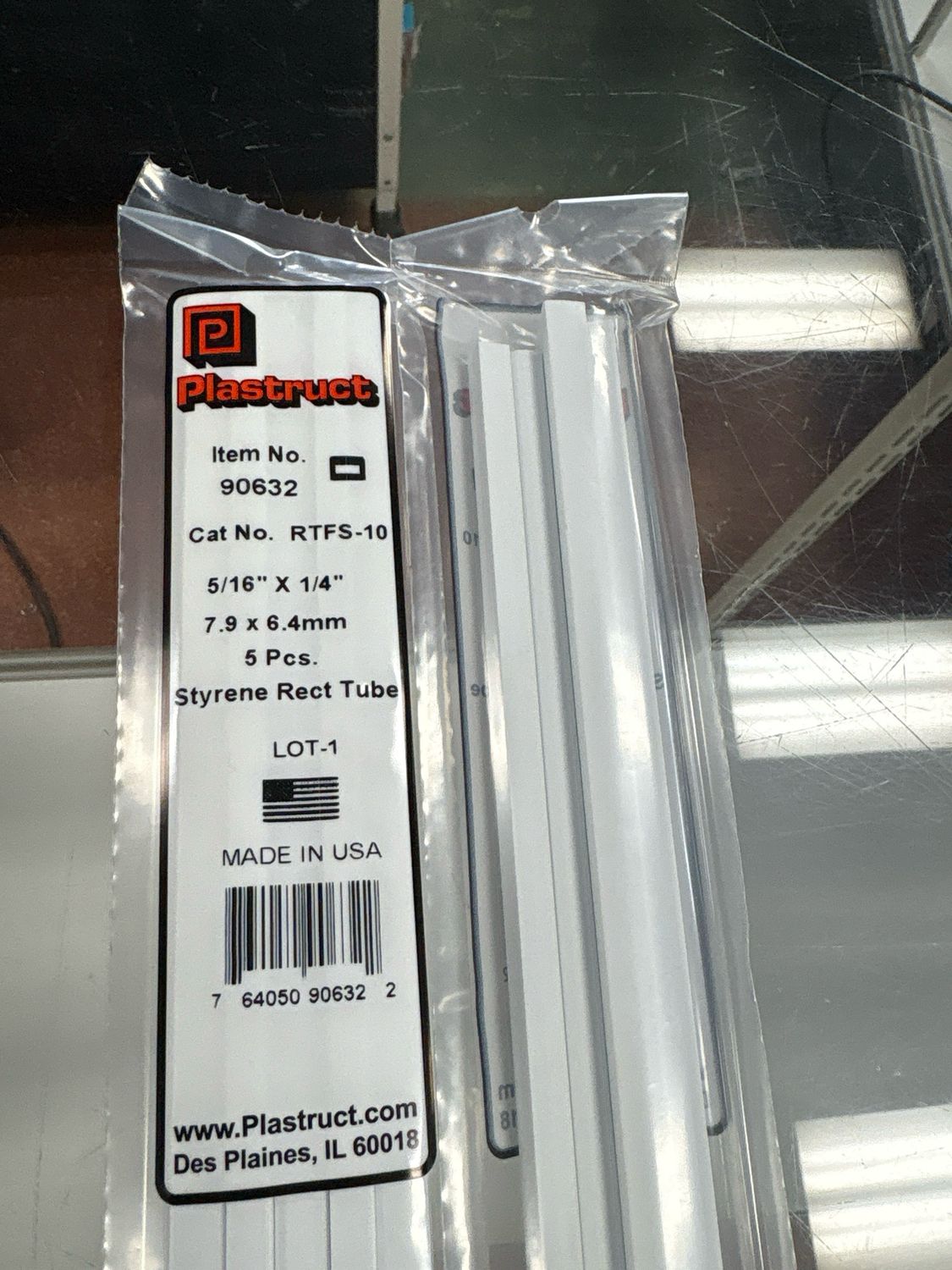 Plastruct 5/16”x1/4” Styrene Rect Tube RTFS-10 Plastruct 5/16”x1/4” Styrene Rect Tube RTFS-10