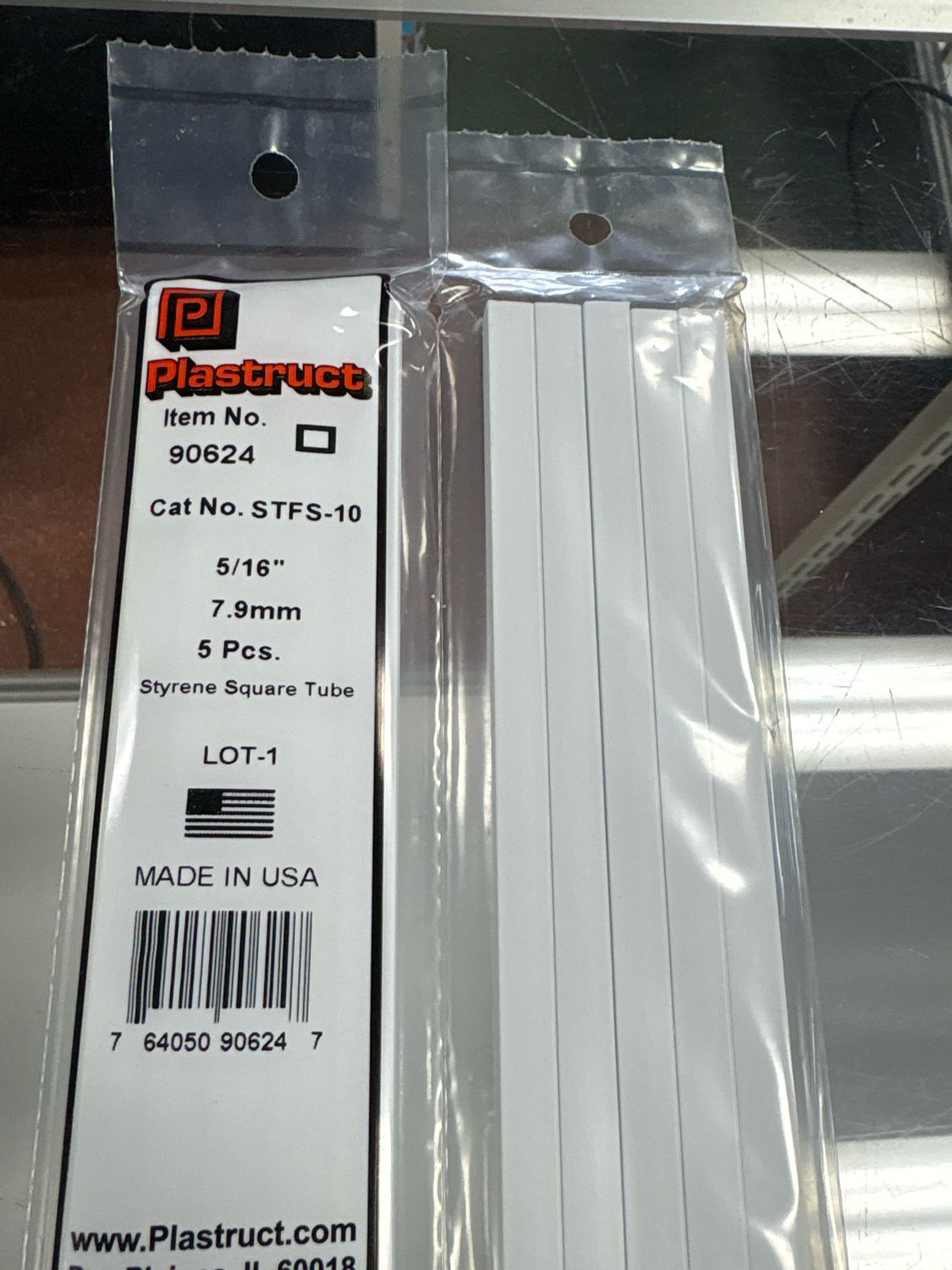 Plastruct 5/16” Styrene Square Tube STFS-10