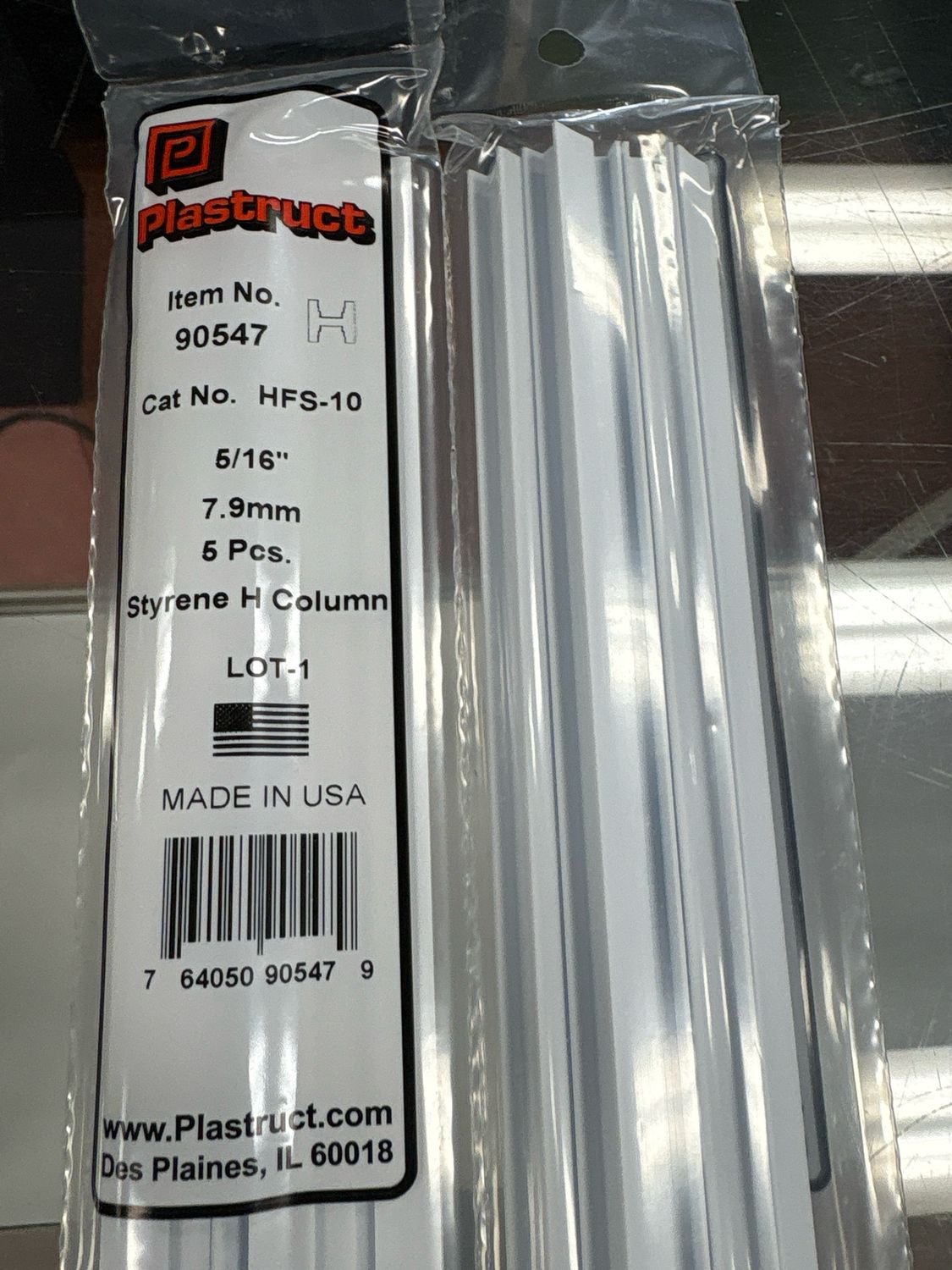 Plastruct 5/16” Styrene H Column HFS-10