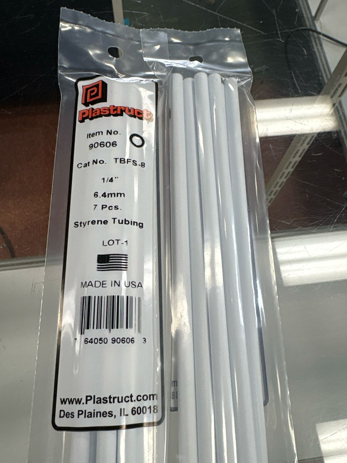 Plastruct 1/4” Styrene Tubing TBFS-8